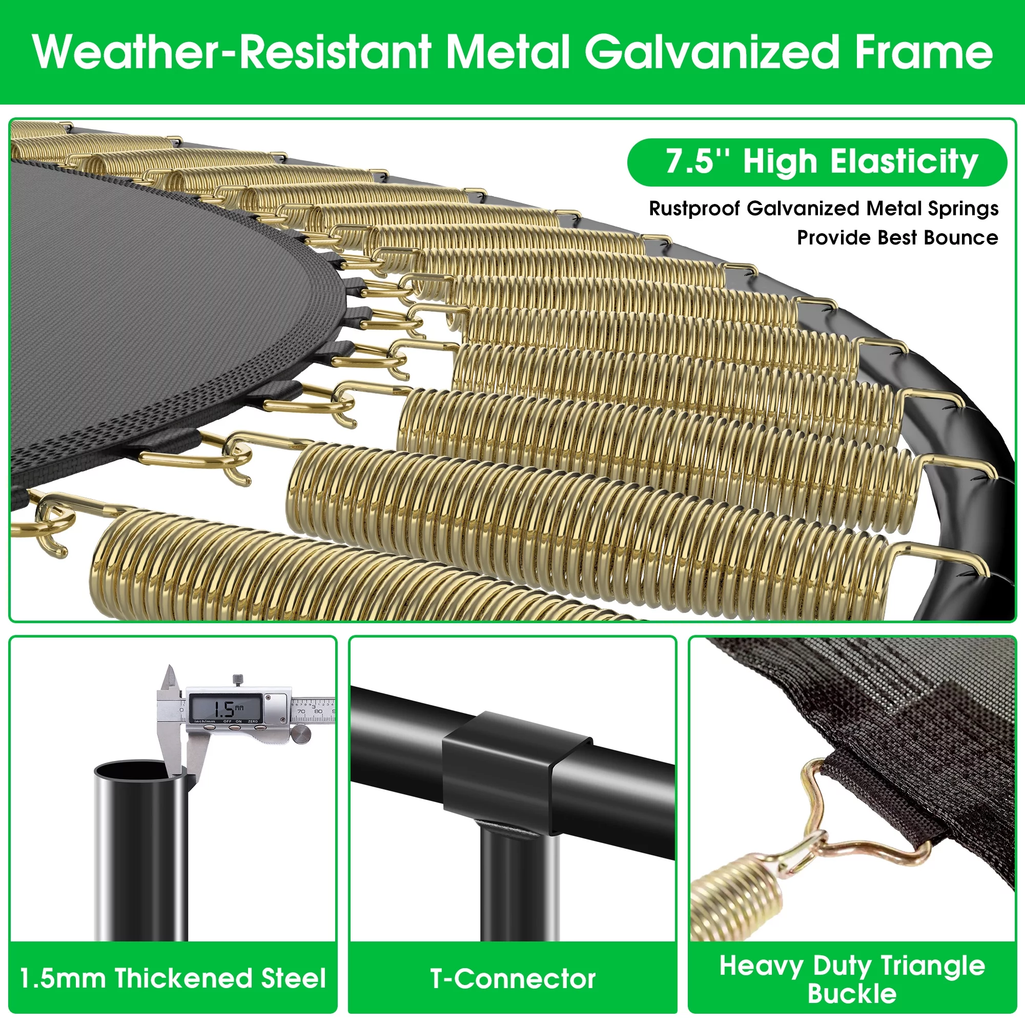 Kumix Trampoline for Adults and 5-6 Kids, 12FT 14FT Trampoline with Enclosure, Basketball Hoop, Light, Sprinkler, Socks, Wind Stakes, 1200LBS Outdoor Heavy Duty Galvanized Full Spray Trampoline, Blue - Womvr