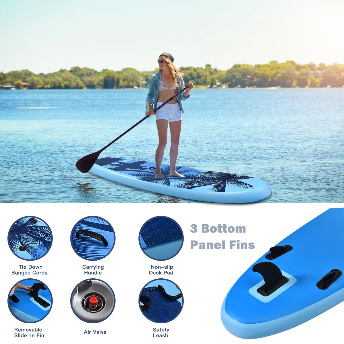 Goplus 9.8' Inflatable Stand Up Paddle Board 6.5” Thick SUP with Premium Accessorie - Womvr