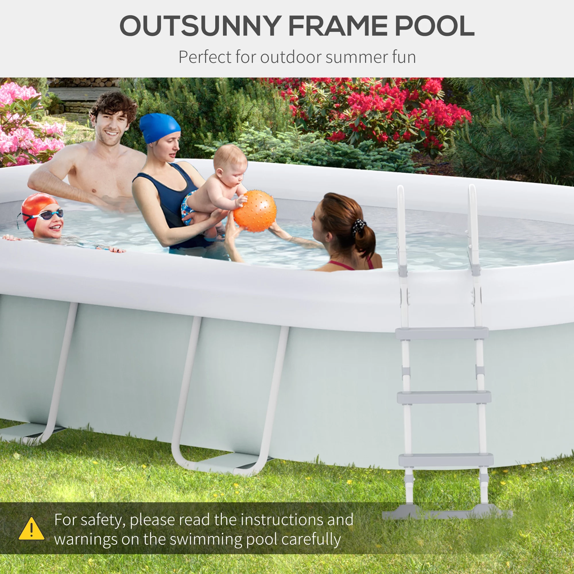 Outsunny Above Ground Swimming Pool, Semi-Inflatable Frame Pool, Brown - Womvr