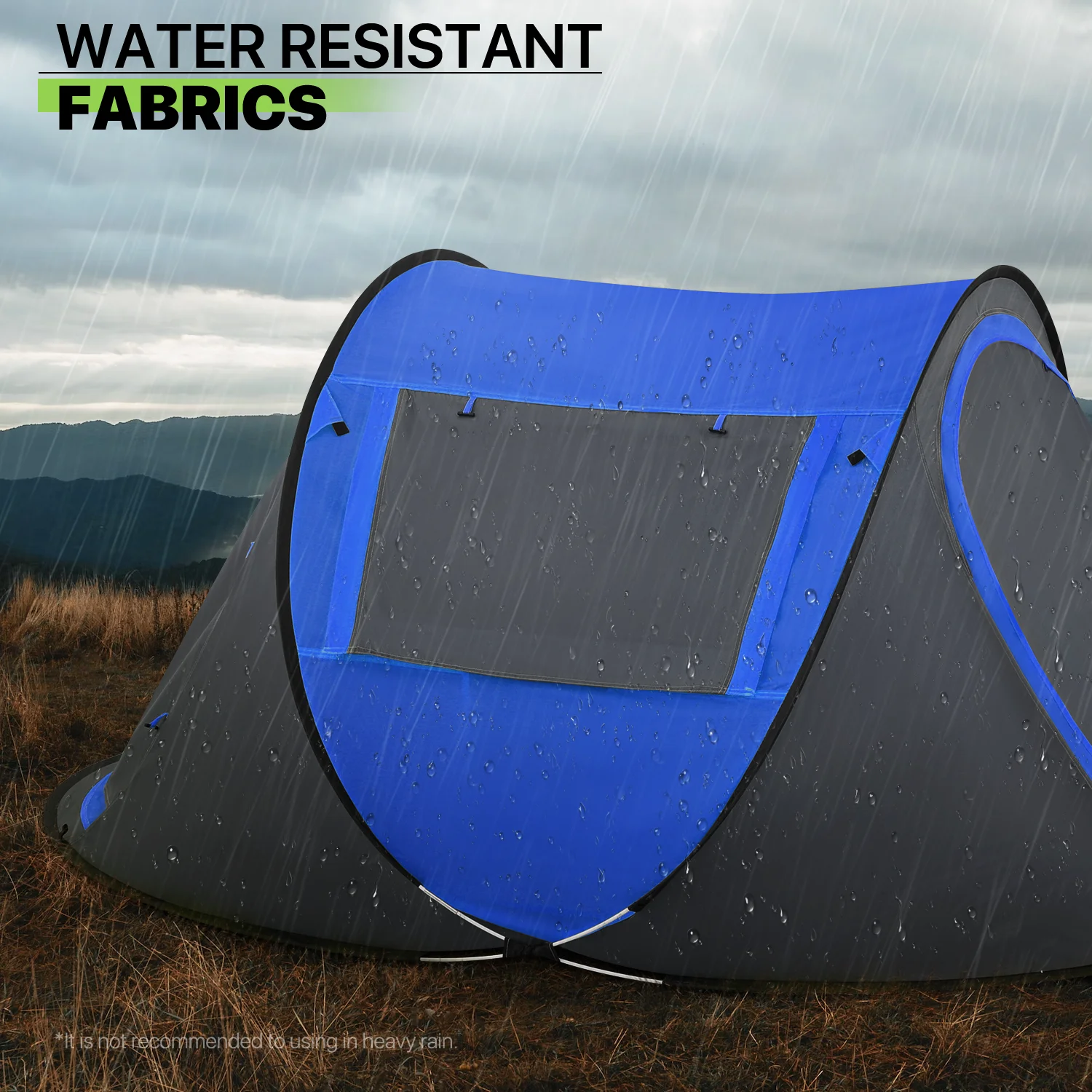 Magshion 3 Person Instant Pop Up Camping Tent, Outdoor Easy Set Up Automatic Family Travel Tent, Portable Backpacking Waterproof Shelter Tent, Blue - Womvr