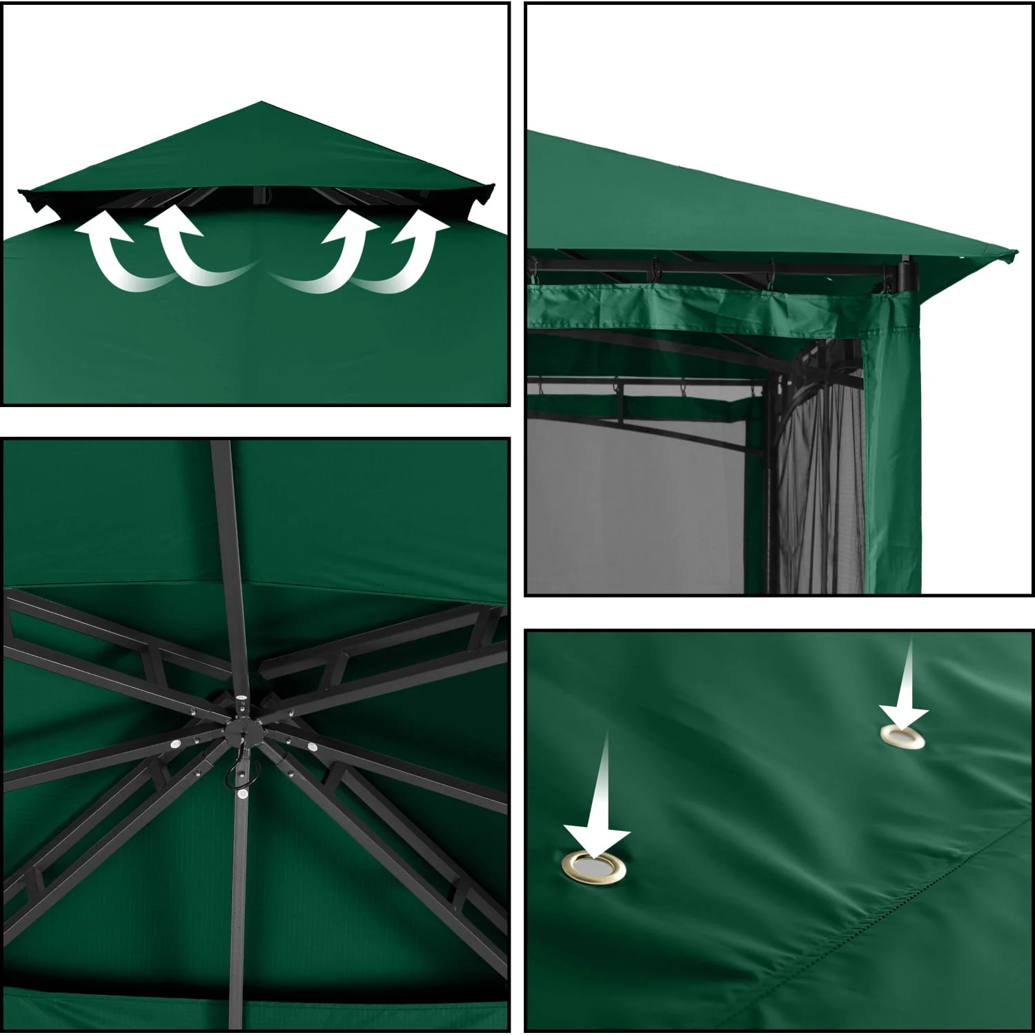 ABCCANOPY 9'x9' Patio Gazebo With Mosquito Netting and Double Soft Roof Canopies for Shade and Rain,Rust Red - Womvr
