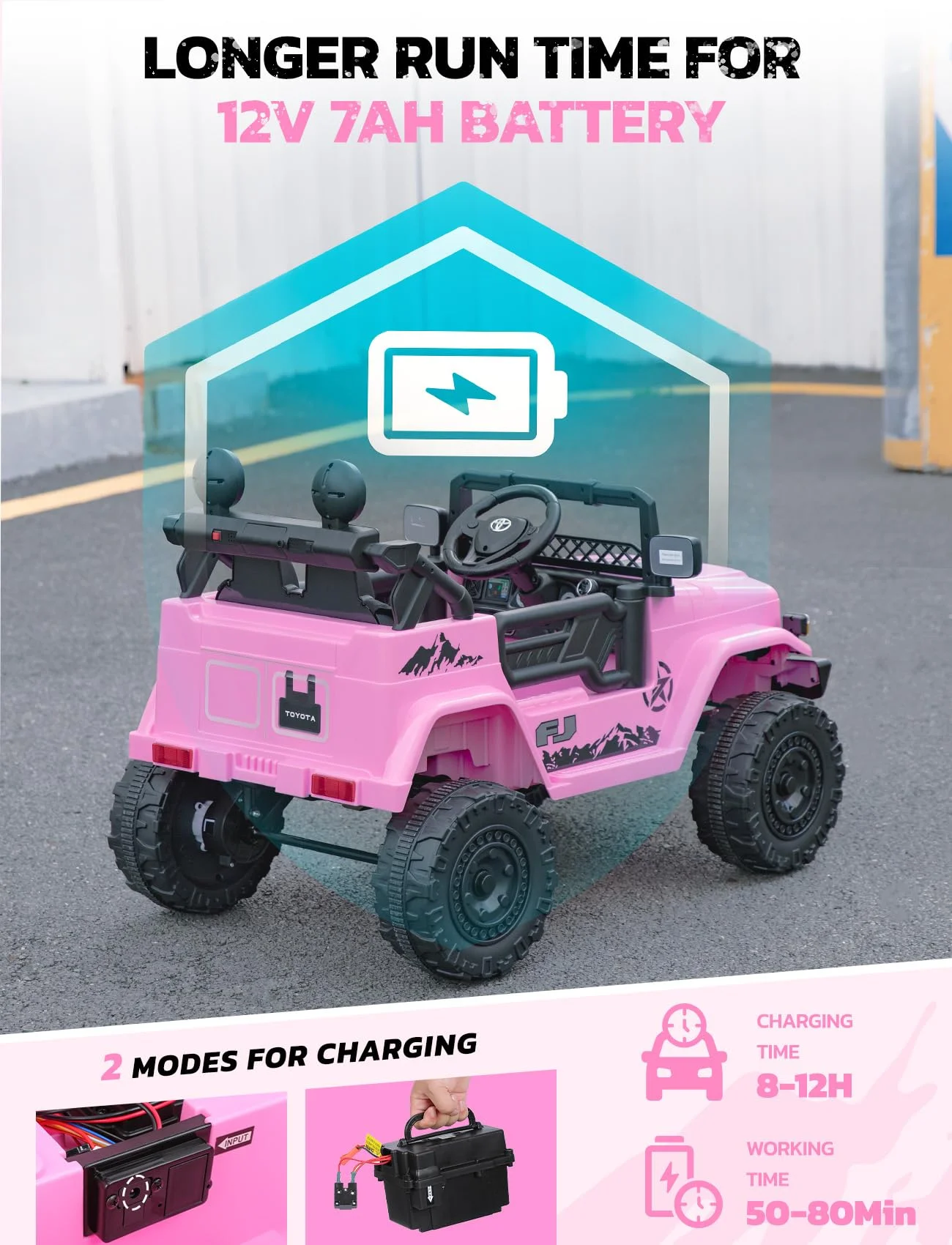 Toyota FJ Cruiser Ride on Car, 12V Powered Off-Road Toys for Kids w/ Remote,Spring Suspension,6 LED Lights,Camo Green - Womvr