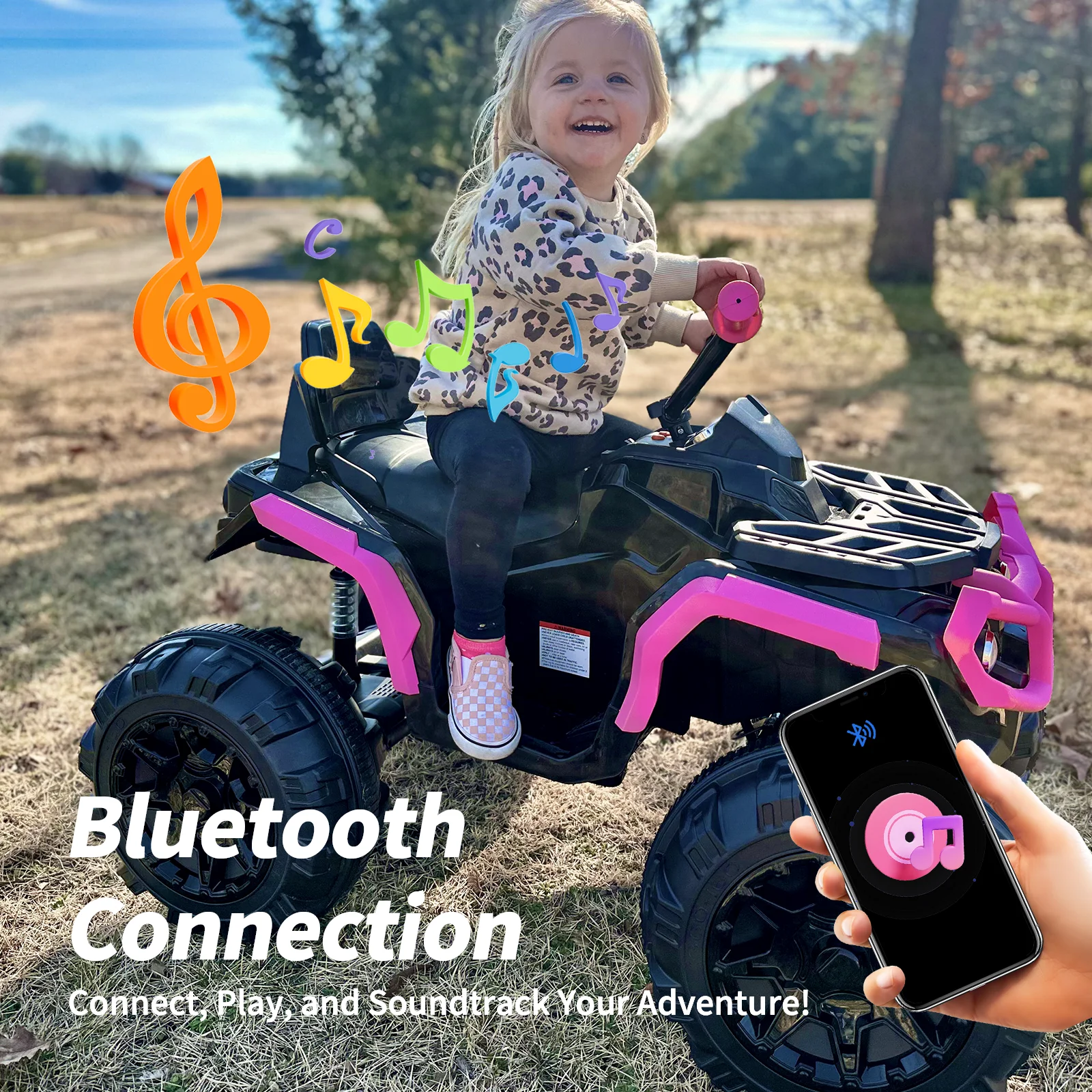 Outfunny 24V Kids 4 Wheeler, Electric ATV Quad Ride-on Toy for Big Kids Ages 3 and up - Womvr