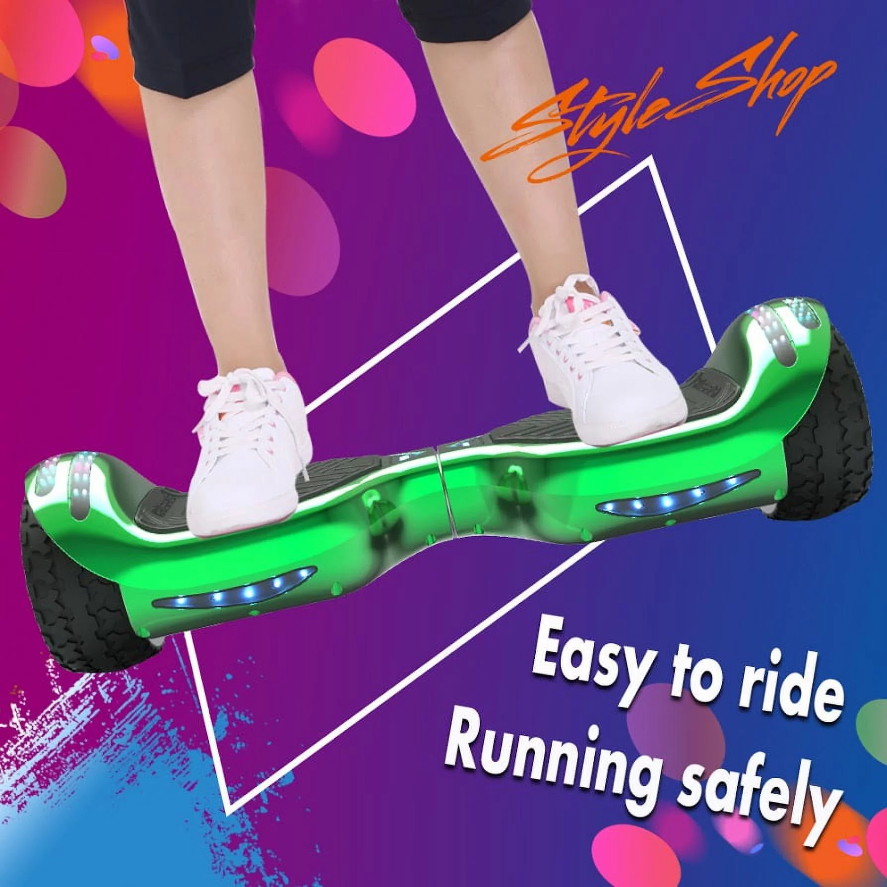 Hoverstar ul2272 Hoverboard All-Terrain LED Flash Wide All Terrian Wheel, Blue - Womvr