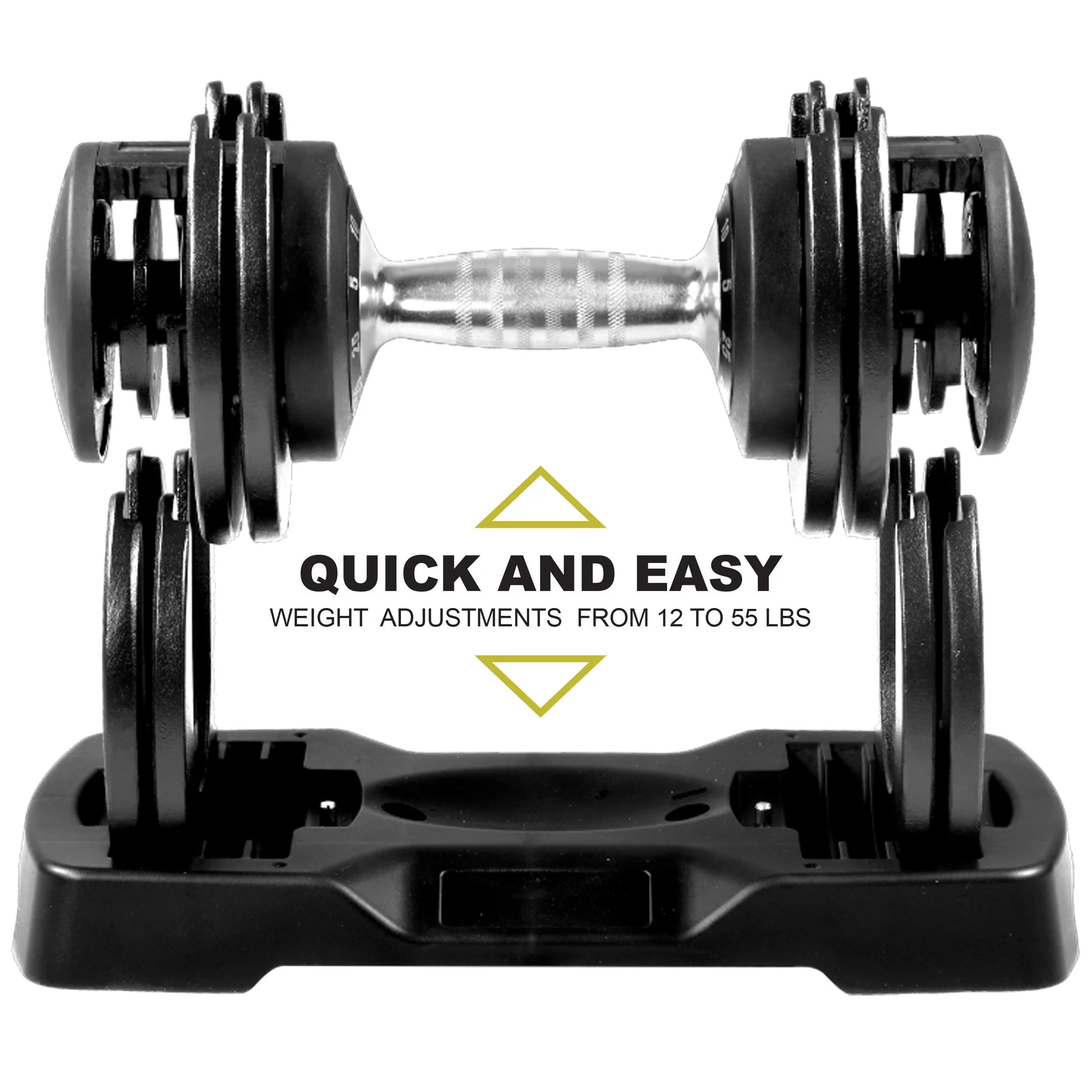 PRCTZ 10-50 lb Quick Select Adjustable Dumbbell, Enhanced 3-Point Safety Locking System, Single, Black - Womvr