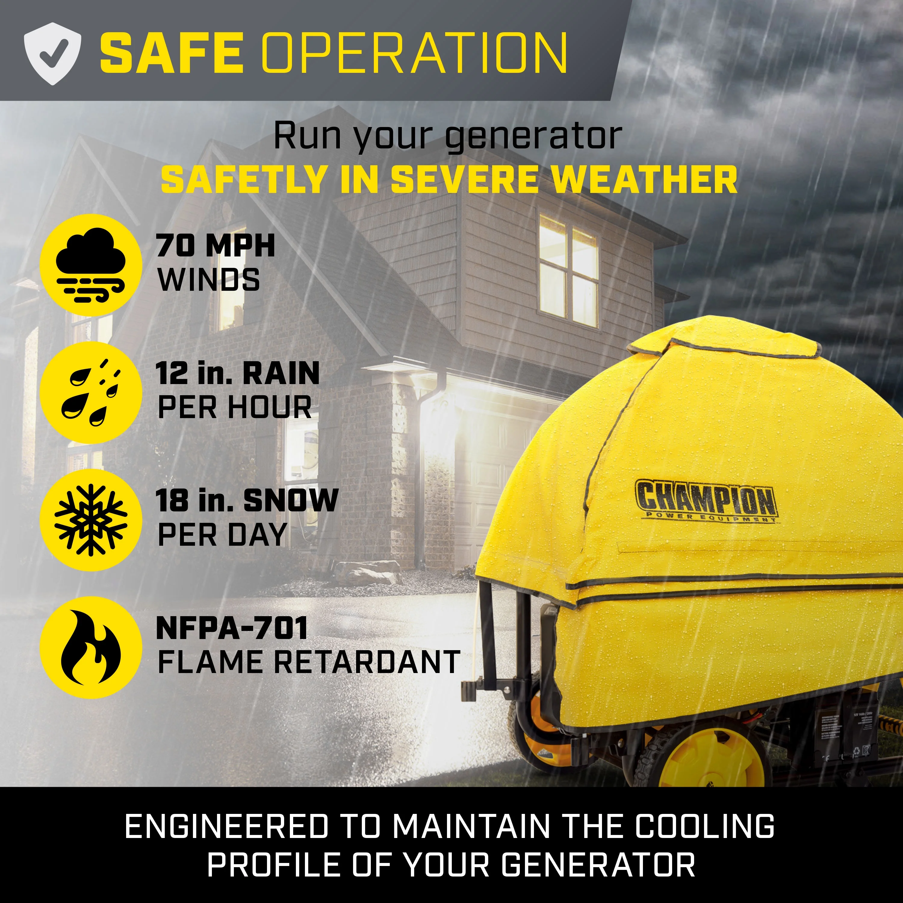 Champion Power Equipment Storm Shield Severe Weather Generator Cover by Gentent for 4000 to 12,500 Starting Watt Generators - Womvr
