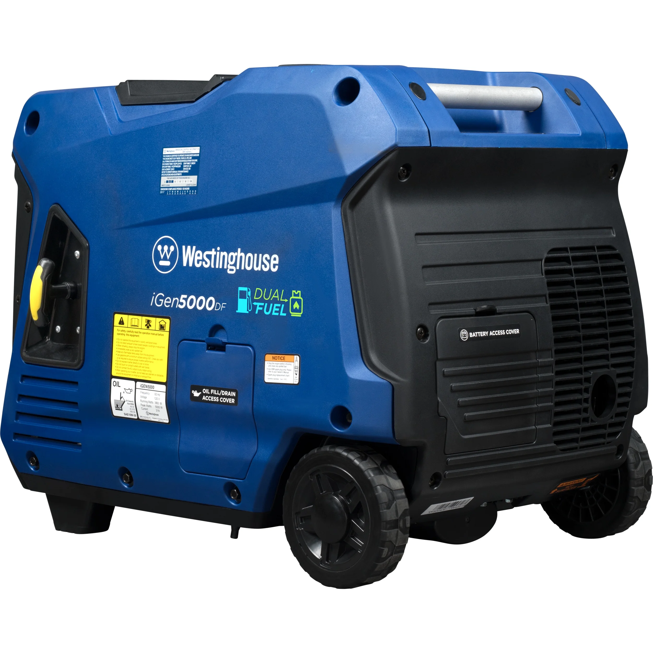 Westinghouse 5000 Watt Electric Start Dual Fuel Portable Inverter Generator with RV Outlet - Womvr