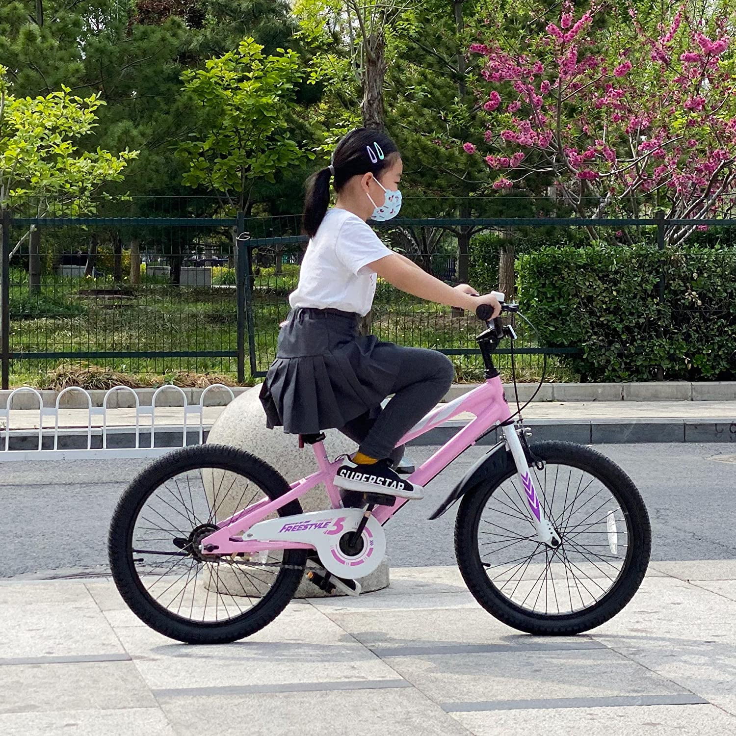 Royalbaby BMX Freestyle 18 In Kid's, Boys and Girls Bike with Two Hand Brakes, Blue - Womvr