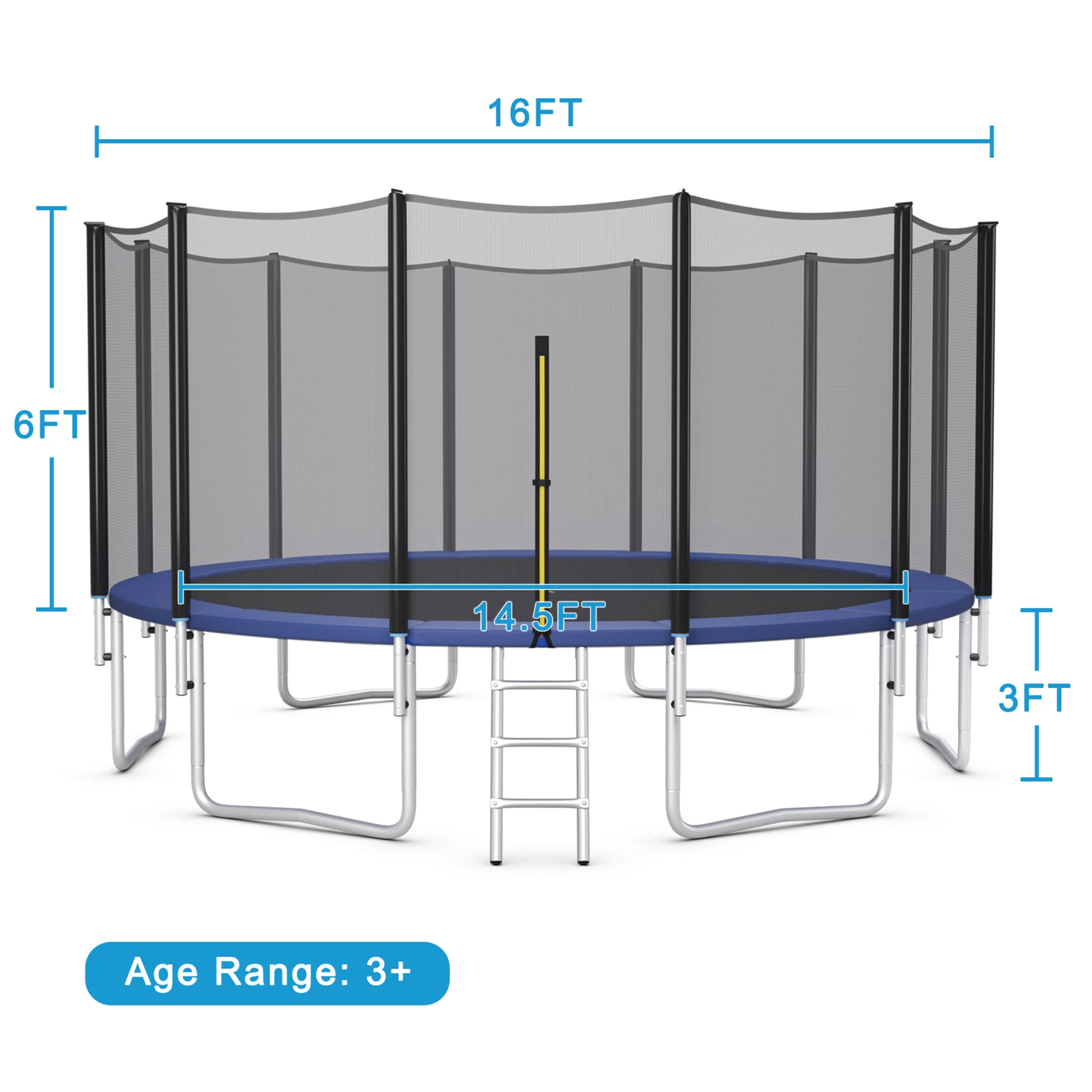 Gymax 8 FT Outdoor Trampoline Bounce Combo W/Safety Closure Net Ladder - Womvr