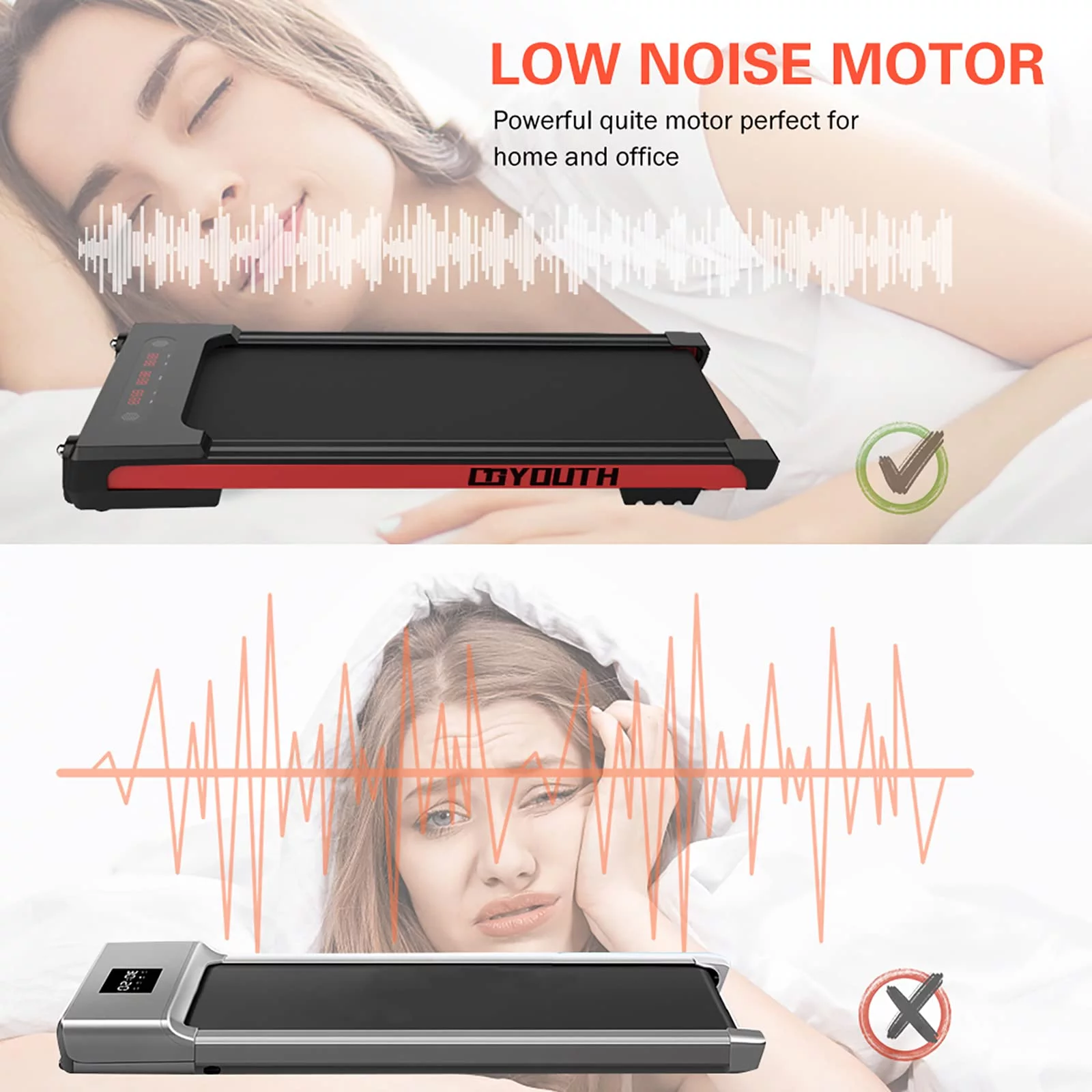 GOYOUTH Under Desk Treadmill Electric Walking Jogging Exercise Machine for Home/Office Use - Womvr