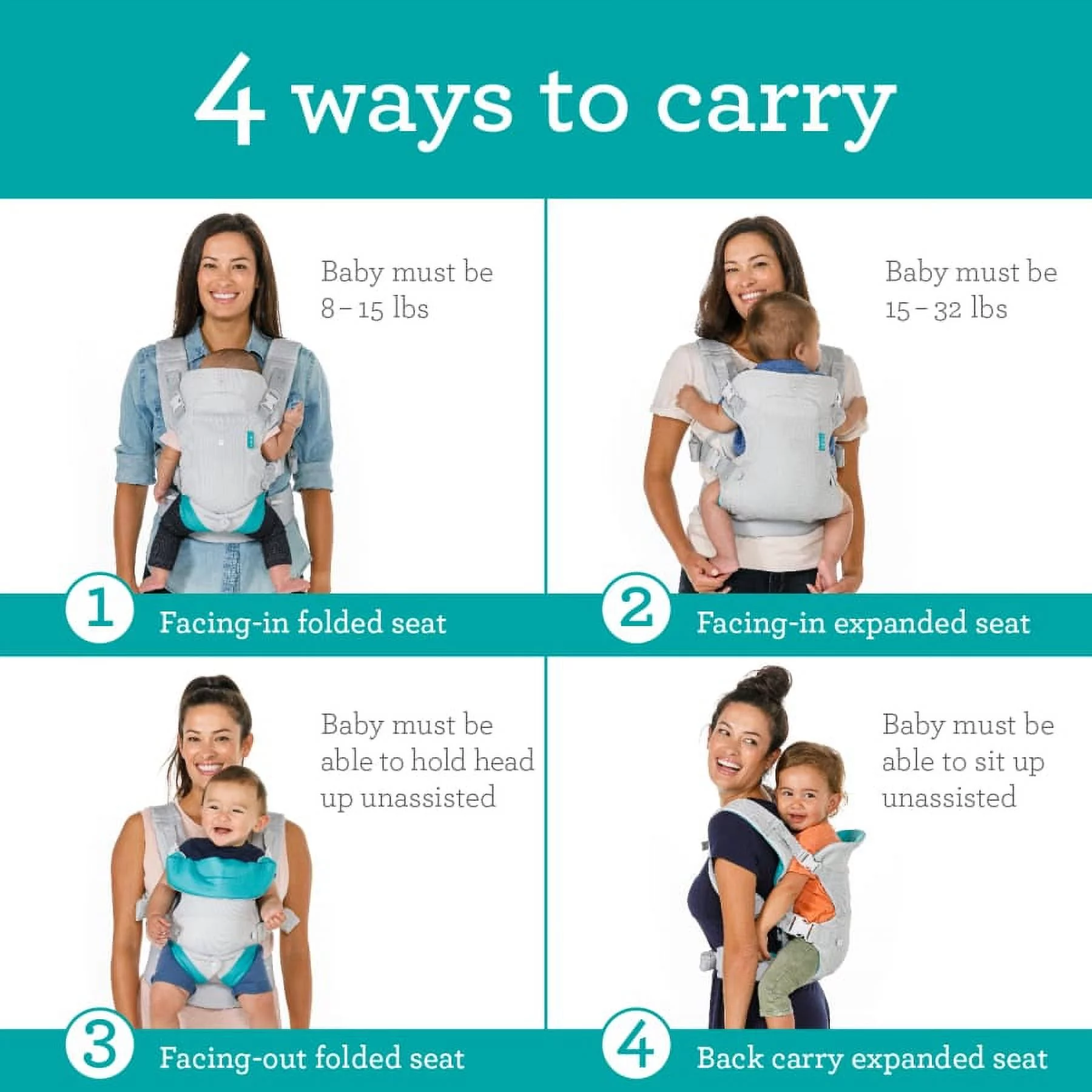 Infantino Nature & Nurture Convertible Baby Carrier, 4-Position, 8-32lbs, 0-9 Months, Sandy Tan - Womvr