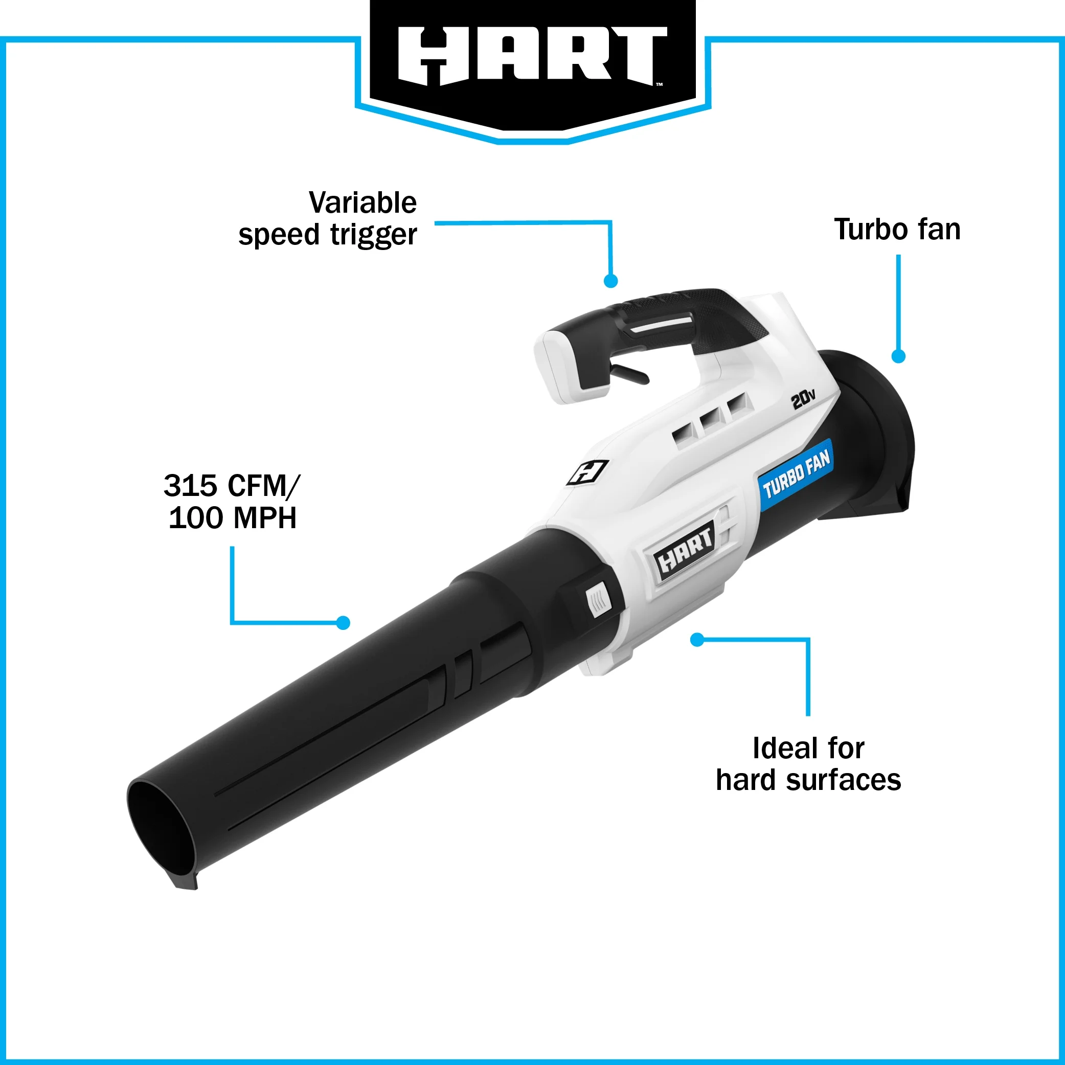 HART 20-Volt 13-inch Brushless Combo Kit, (1) 4.0Ah Lithium-Ion Battery - Womvr