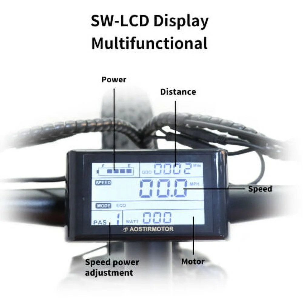 Aostirmotor Electric Mountain Bike, 749W Motor 48V 13AH Removable Lithium Battery Ebike with Rack, 26