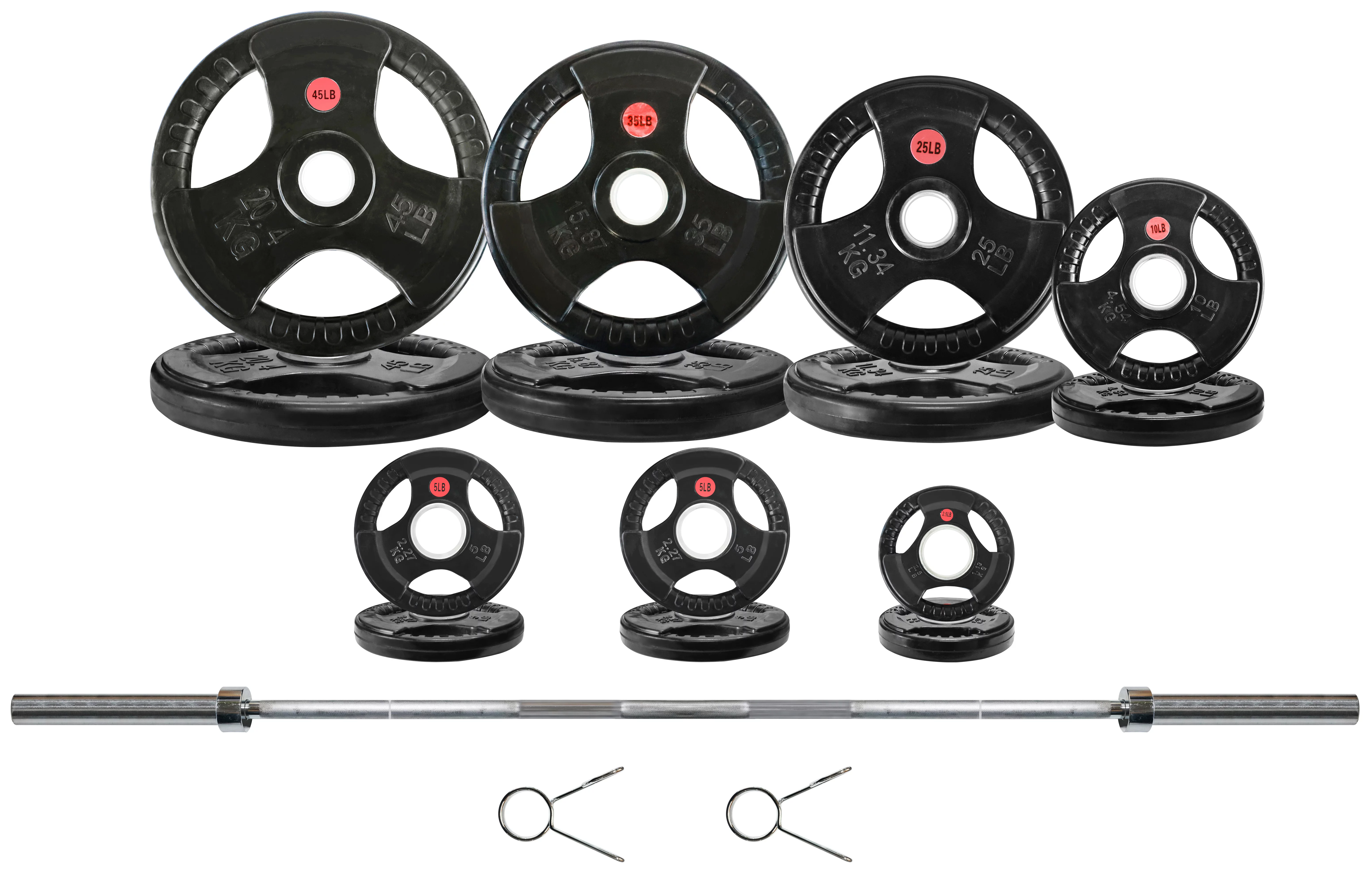 BalanceFrom Cast Iron Olympic Weight Including 7FT Olympic Barbell and Clips, 300-Pound Set (255 Pounds Plates + 45 Pounds Barbell), Multiple Packages - Womvr