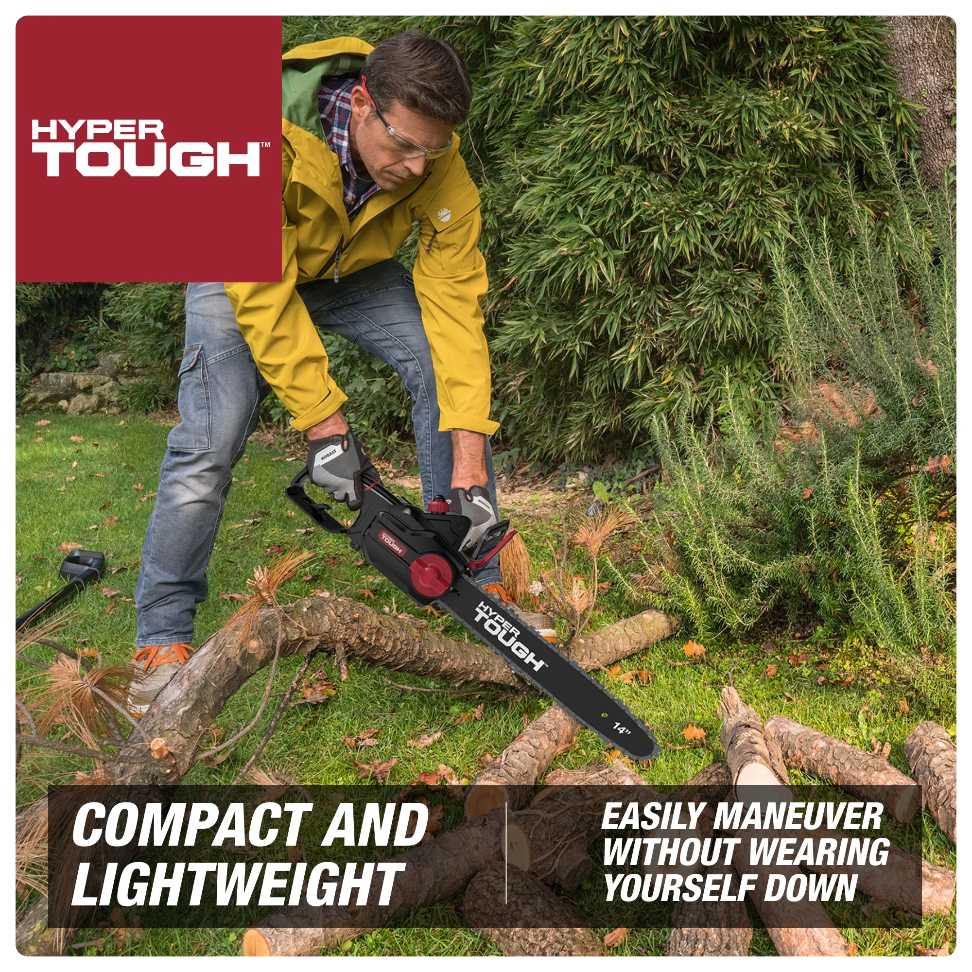 Hyper Tough 16-Inch Electric Chainsaw, 15-Amp Motor with Automatic Oiler, Tool-less Chain Tension, Metal Bucking Spikes included - Womvr