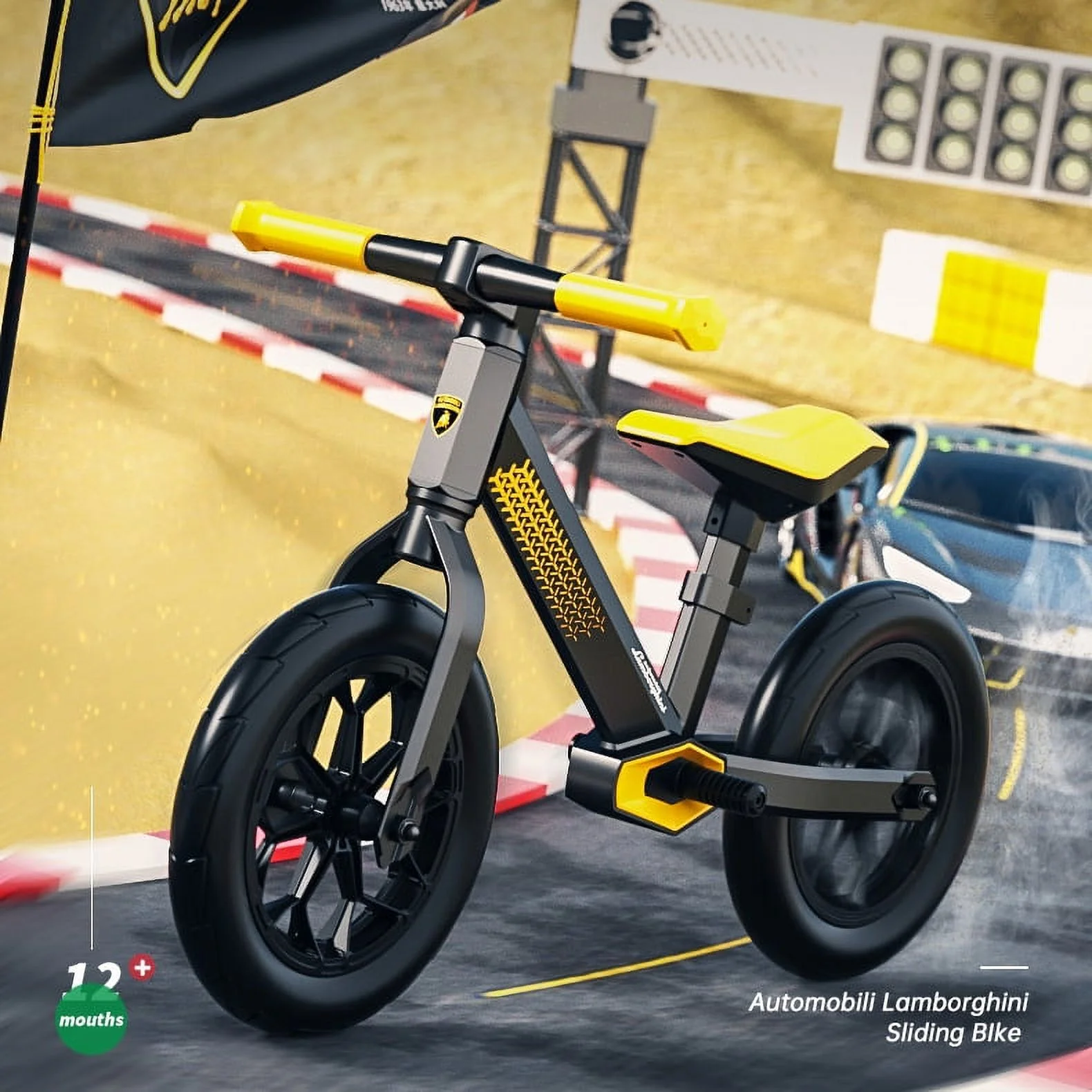 Luddy 12''Lamborghini Authorized Luxury Kids Balance Bike Training Bikes and Gift for Kids, Green - Womvr