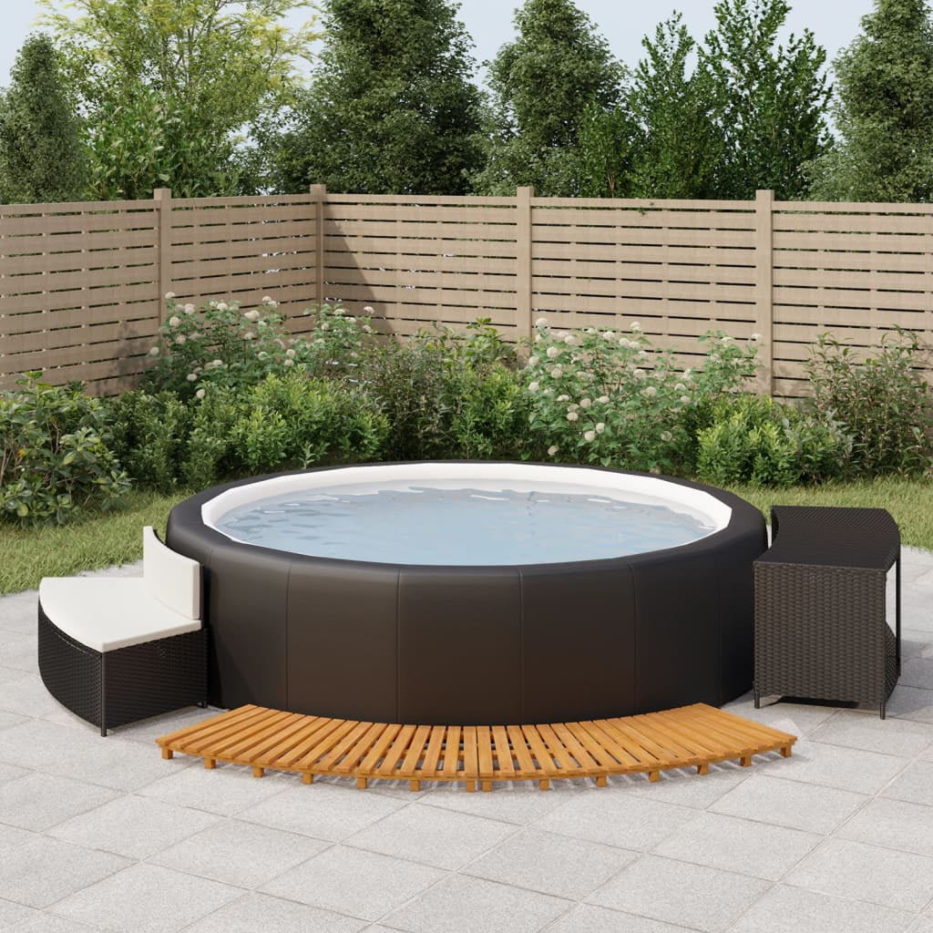 vidaXL Spa Surround Black Poly Rattan and Solid Wood Acacia - Womvr