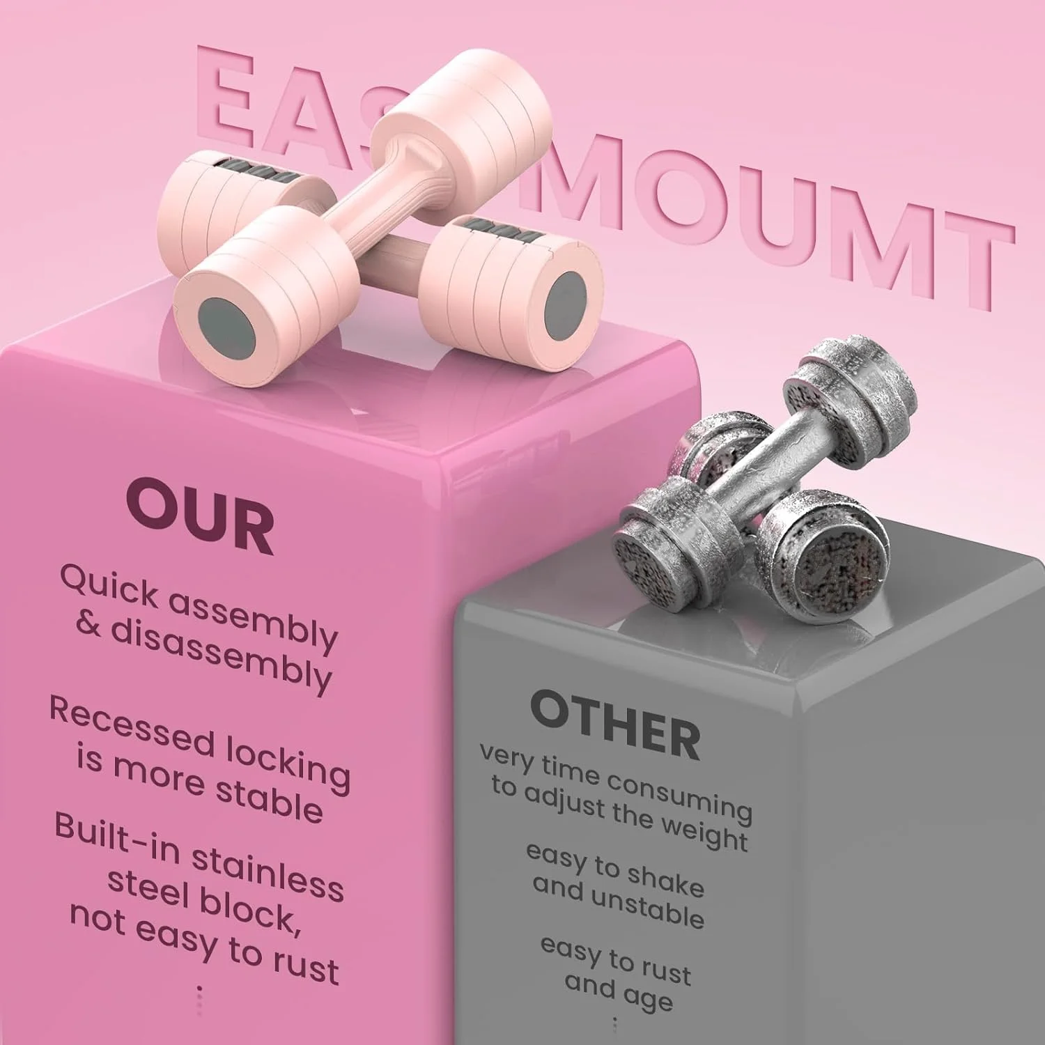 Tiagowell Adjustable Hand Dumbbell for Women 5lb Dumbbells Set of 2, 4 in 1 Small Dumbbell Set Each 2lb 3lb 4lb 5lb Free Weights - Womvr