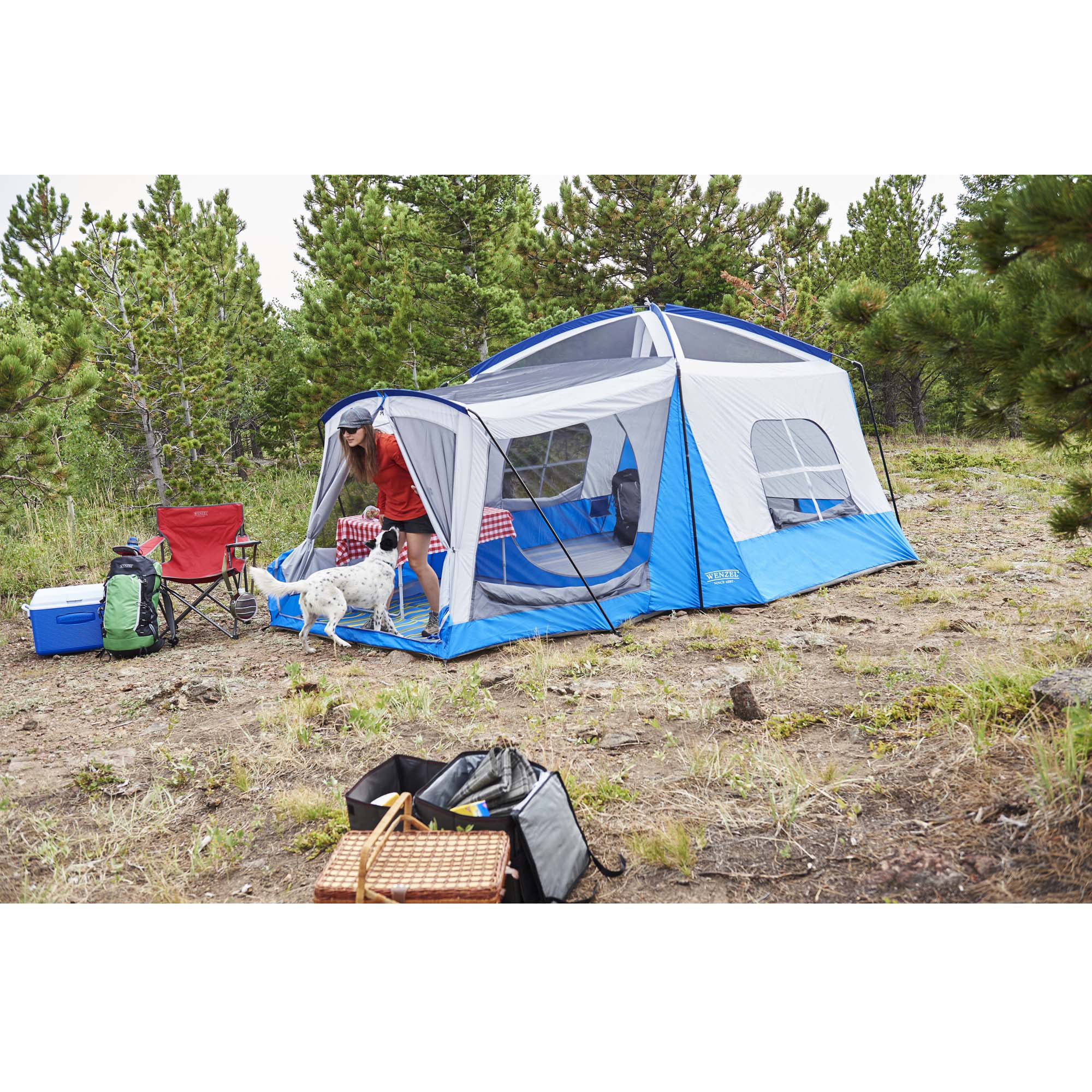 Wenzel Klondike 8-Person Large Outdoor Camping Tent with Screen Room, Brown - Womvr