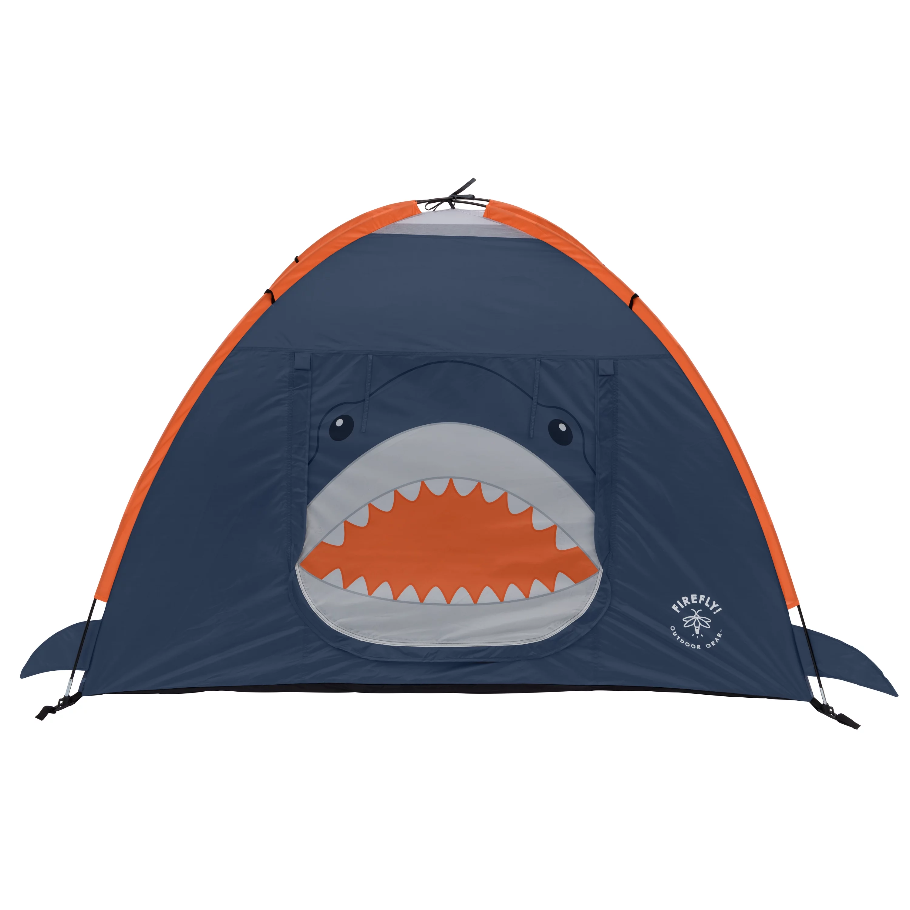 Firefly! Outdoor Gear Finn the Shark 2-Person Kid's Camping Tent - Navy/Orange/Gray Color, One Room - Womvr