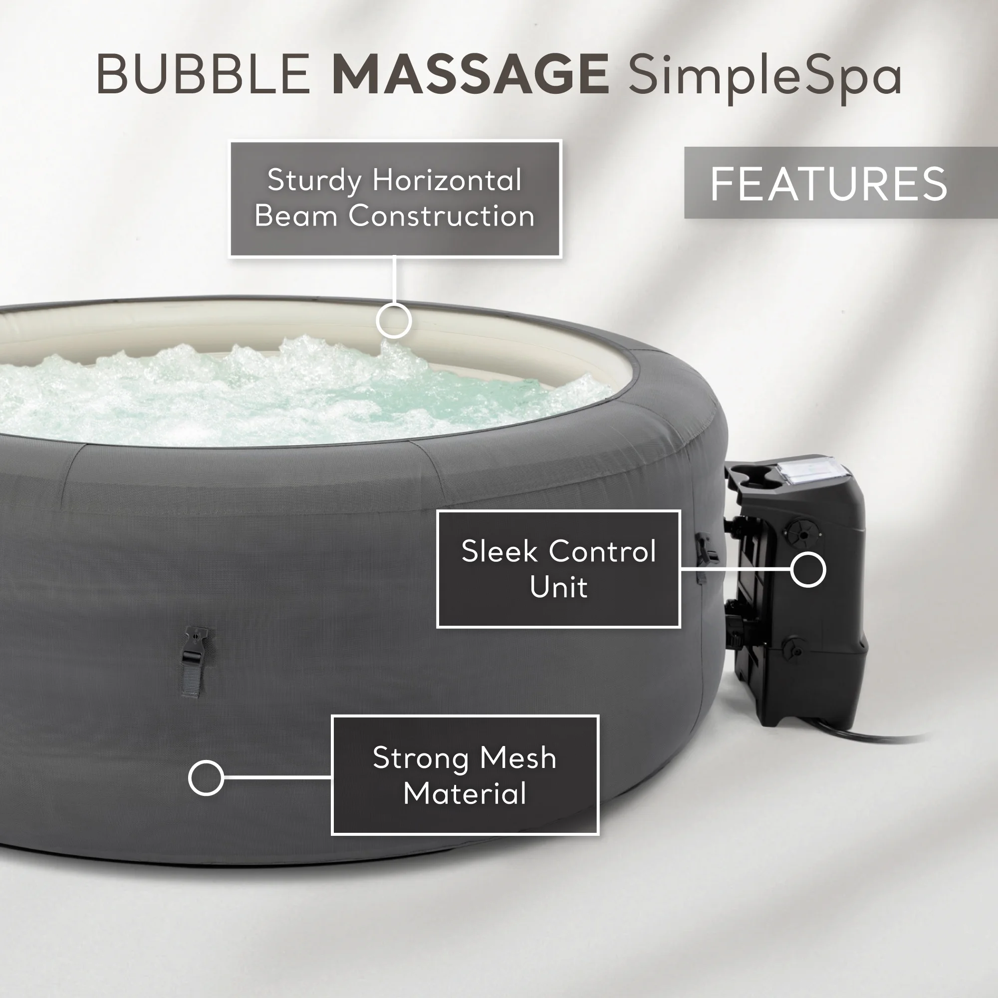 Intex SimpleSpa 4 Person Inflatable Round Outdoor Hot Tub Spa, Grey - Womvr