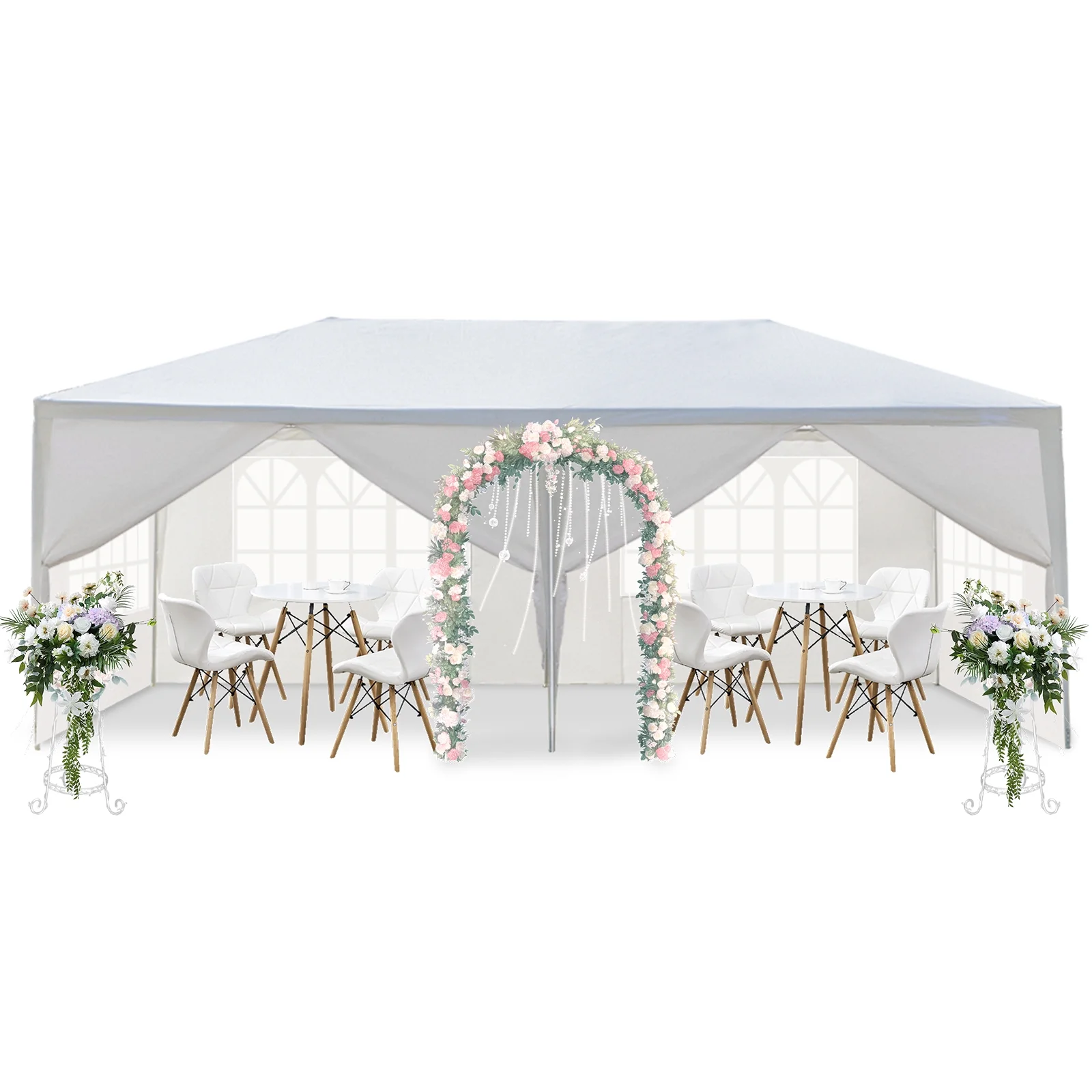 UBesGoo 10' x 10' Canopy Waterproof Party Tent Practical Outdoor Tent for Parties White - Womvr