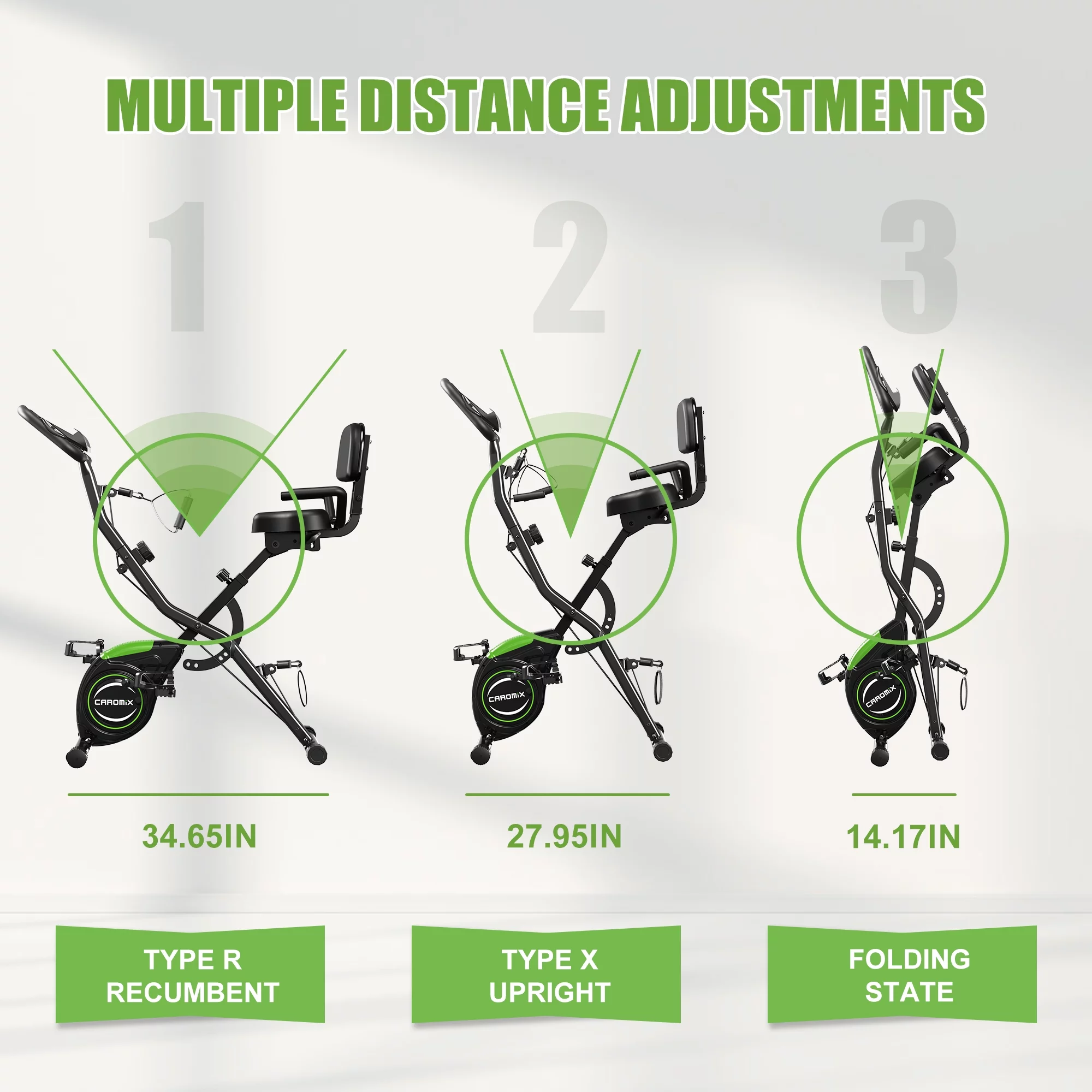 JELENS Folding Exercise Bike, 4 in 1 Stationary Bike 16-Level Magnetic Resistance Cycling Bicycle Upright Indoor Cycling Bike for Home Workout 330LB Capacity - Womvr