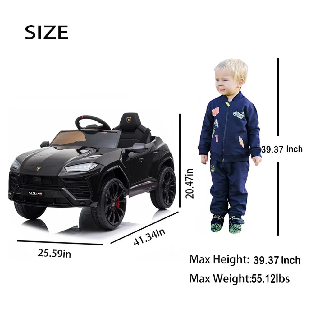 Lamborghini Urus 12V Electric Powered Ride on Car Toys for Girls Boys, Black Kids Electric Vehicles Ride on Toys with Remote Control, Foot Pedal, MP3 Player and LED Headlights, CL61 - Womvr