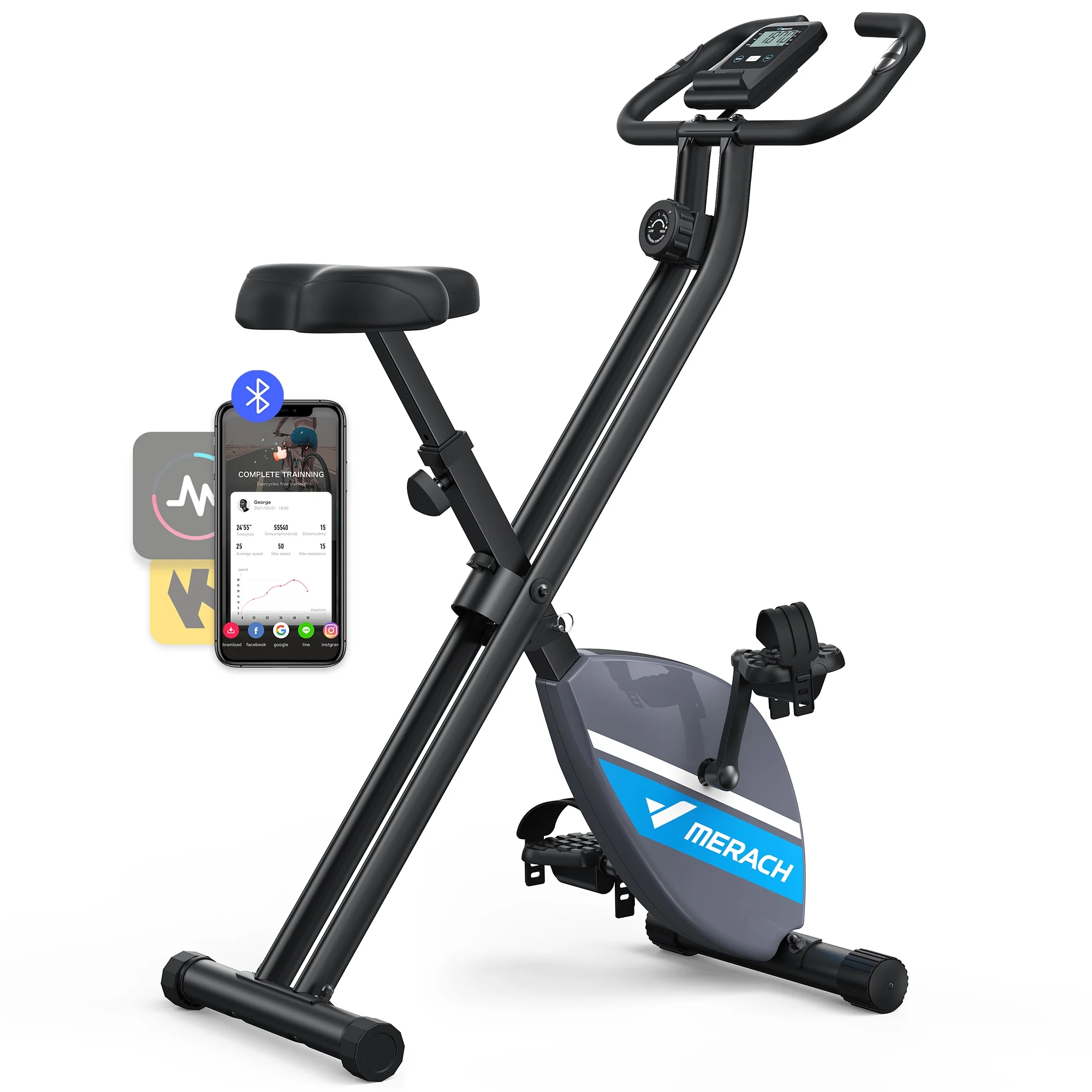 MERACH Stationary Exercise Bikes Indoor Cardio Workout Magnetic Bluetooth Bike for Home Cycling TT - Womvr