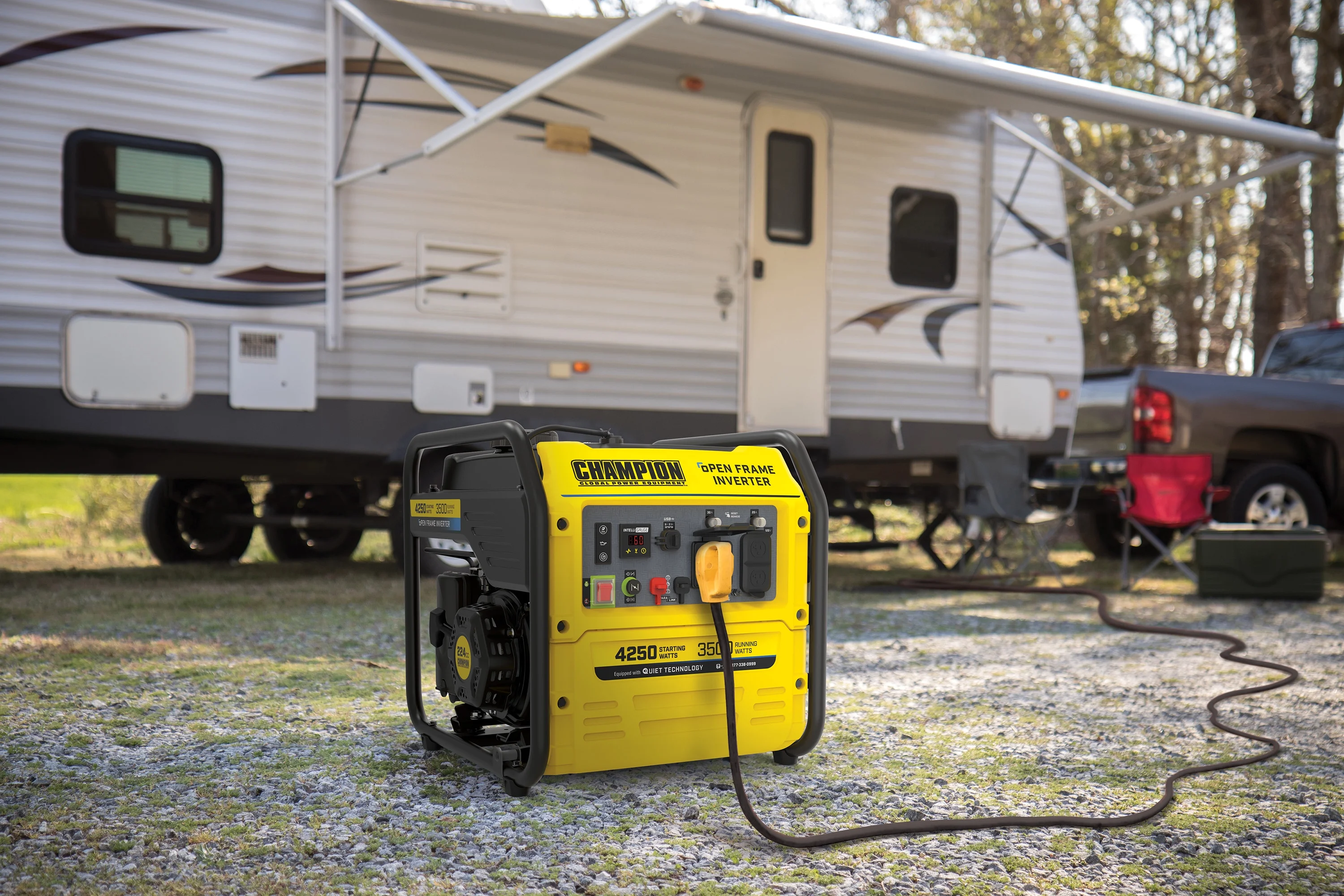 Champion Power Equipment 4250-Watt RV Ready Open Frame Gasoline Inverter Generator - Womvr