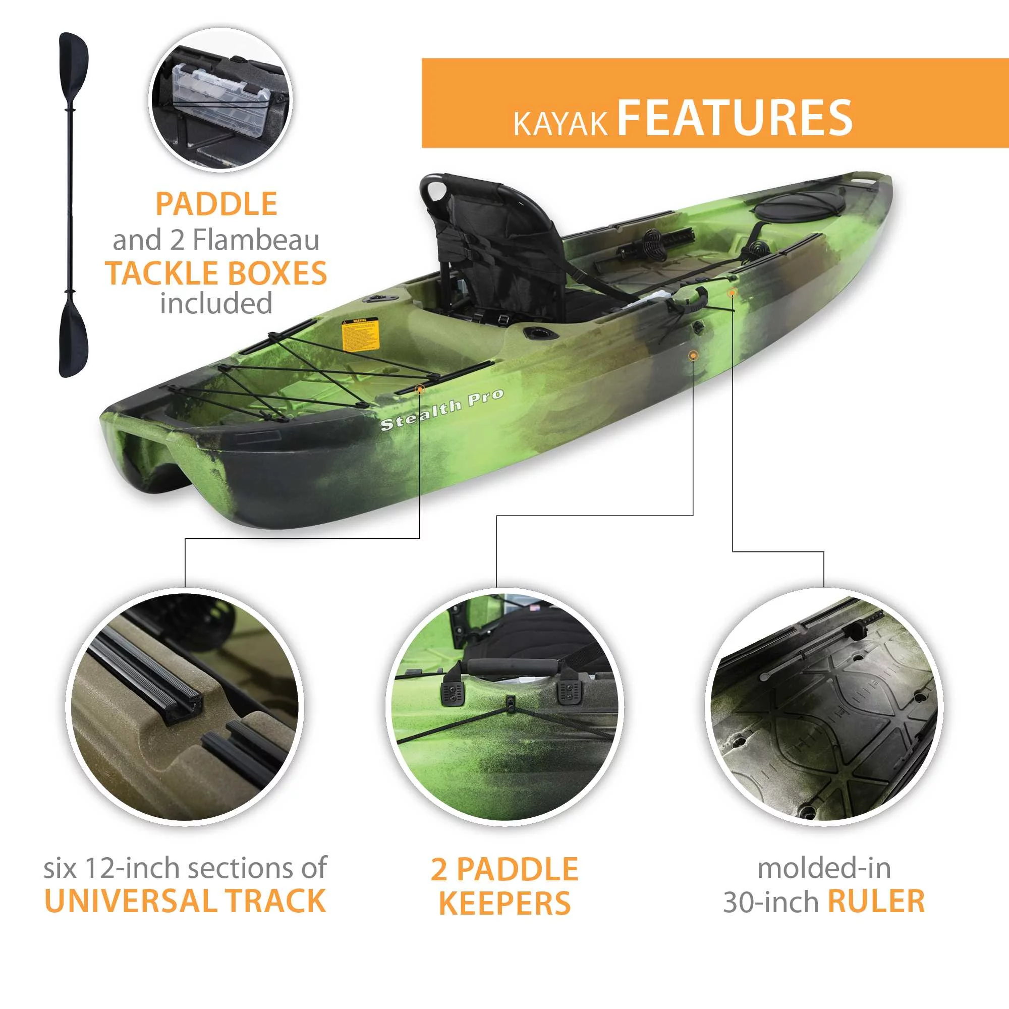 Lifetime Stealth Angler 110 Sit-on-Top Fishing Kayak, Sandstone (90514) - Womvr