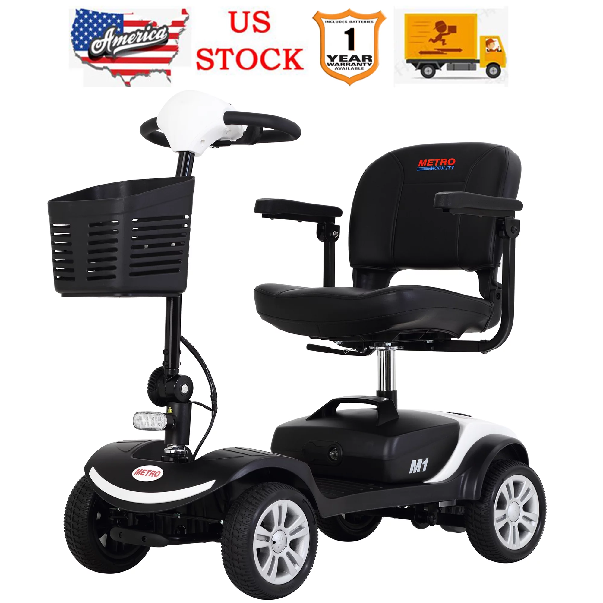 Segmart Mobility Scooter for Elderly, Durable Heavy Duty 4 Wheel Seniors Mobile Device with Lights, 300lbs, Red - Womvr