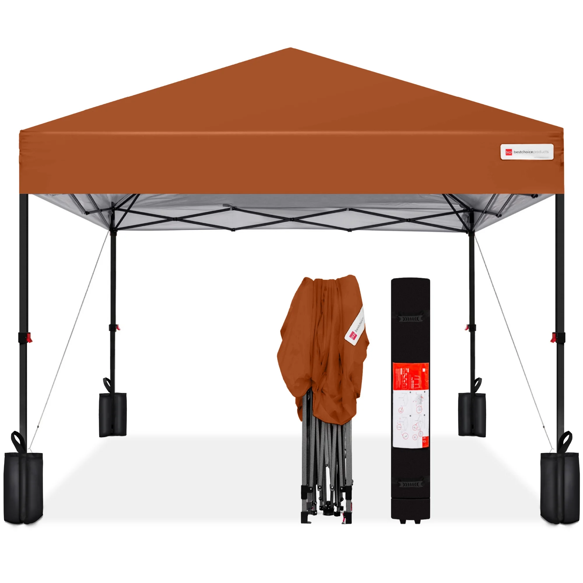 Best Choice Products 10x10ft Easy Setup Pop Up Canopy w/ 1-Button Setup, Wheeled Case, 4 Weight Bags - Cerulean - Womvr