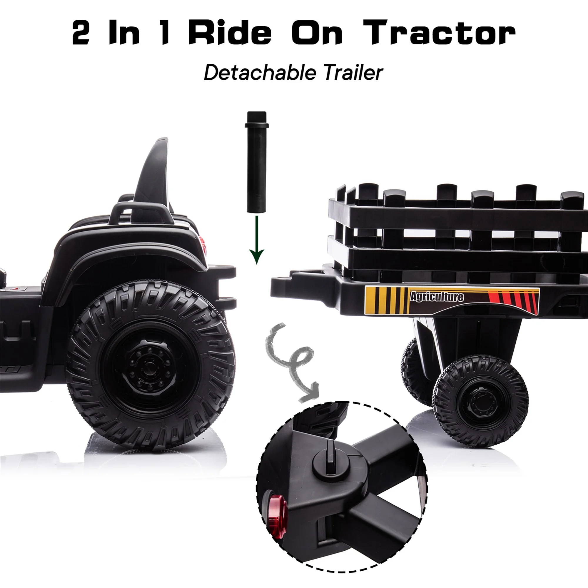 Outfunny 24V Ride on Toy for Big Kids, Powered Ride On Tractor with Trailer & Remote - Red - Womvr