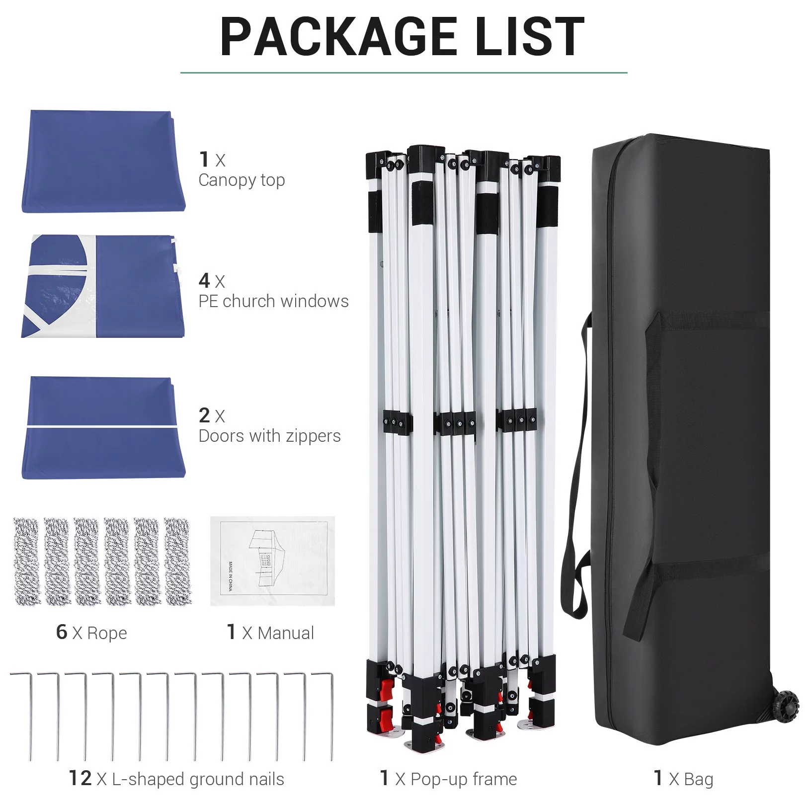 SANOPY 10' x 20' Outdoor Canopy Tent EZ Pop up Canopy Party Tent Outdoor Event Instant Tent Gazebo with 6 Removable Sidewalls & Carry Bag for Camping Wedding Picnic(Blue) - Womvr