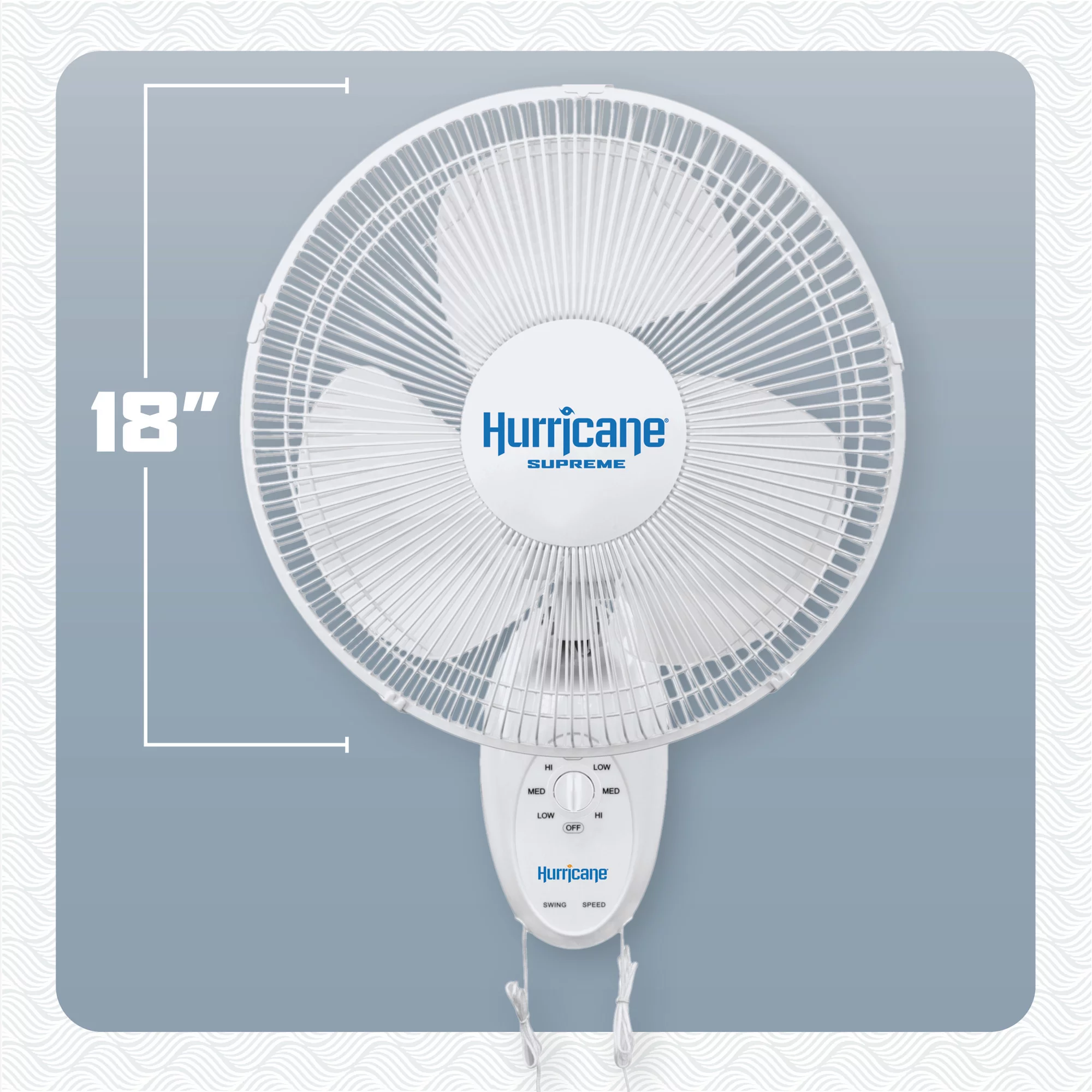 Hurricane Supreme 18 Inch Oscillating Wall Mount Fan, White - Womvr