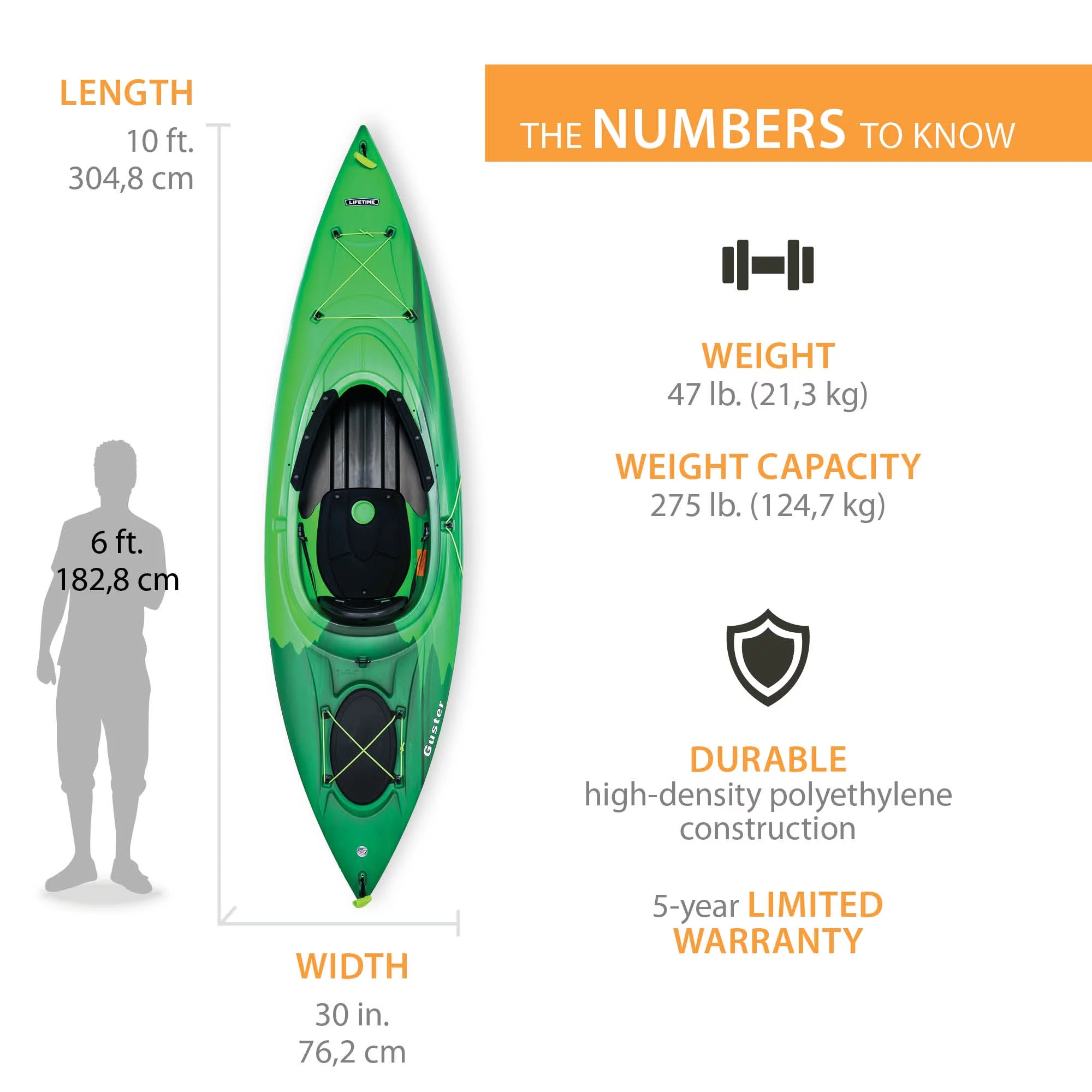 Lifetime Guster 10 ft Sit-Inside Kayak, Lightning Fusion (90852) - Womvr