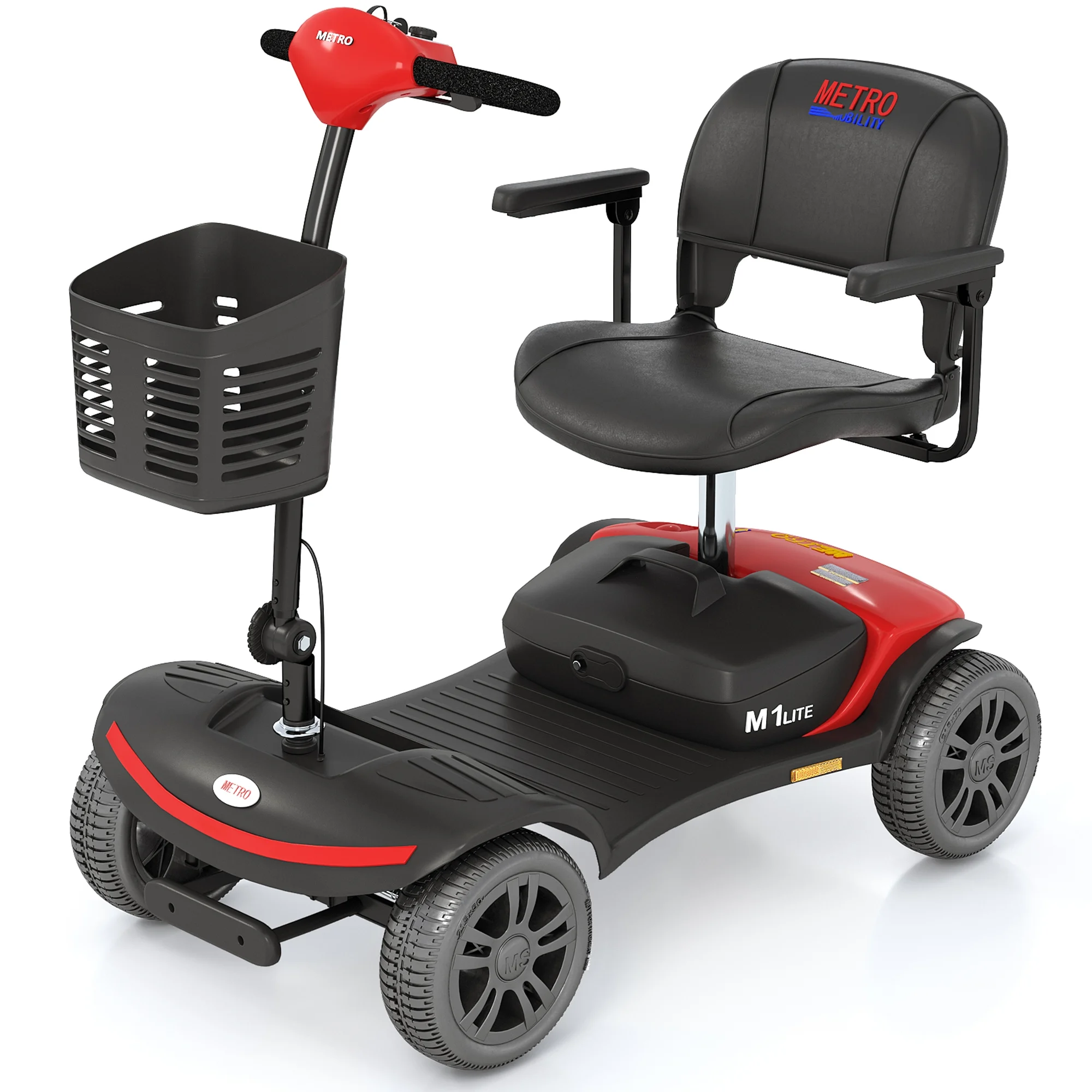 Segmart Mobility Scooter for Seniors, 4 Wheels Compact Heavy Duty Electric Mobile Scooter, Range 13 Mile, Max Speed 5 MPH, 265LBS, Red - Womvr