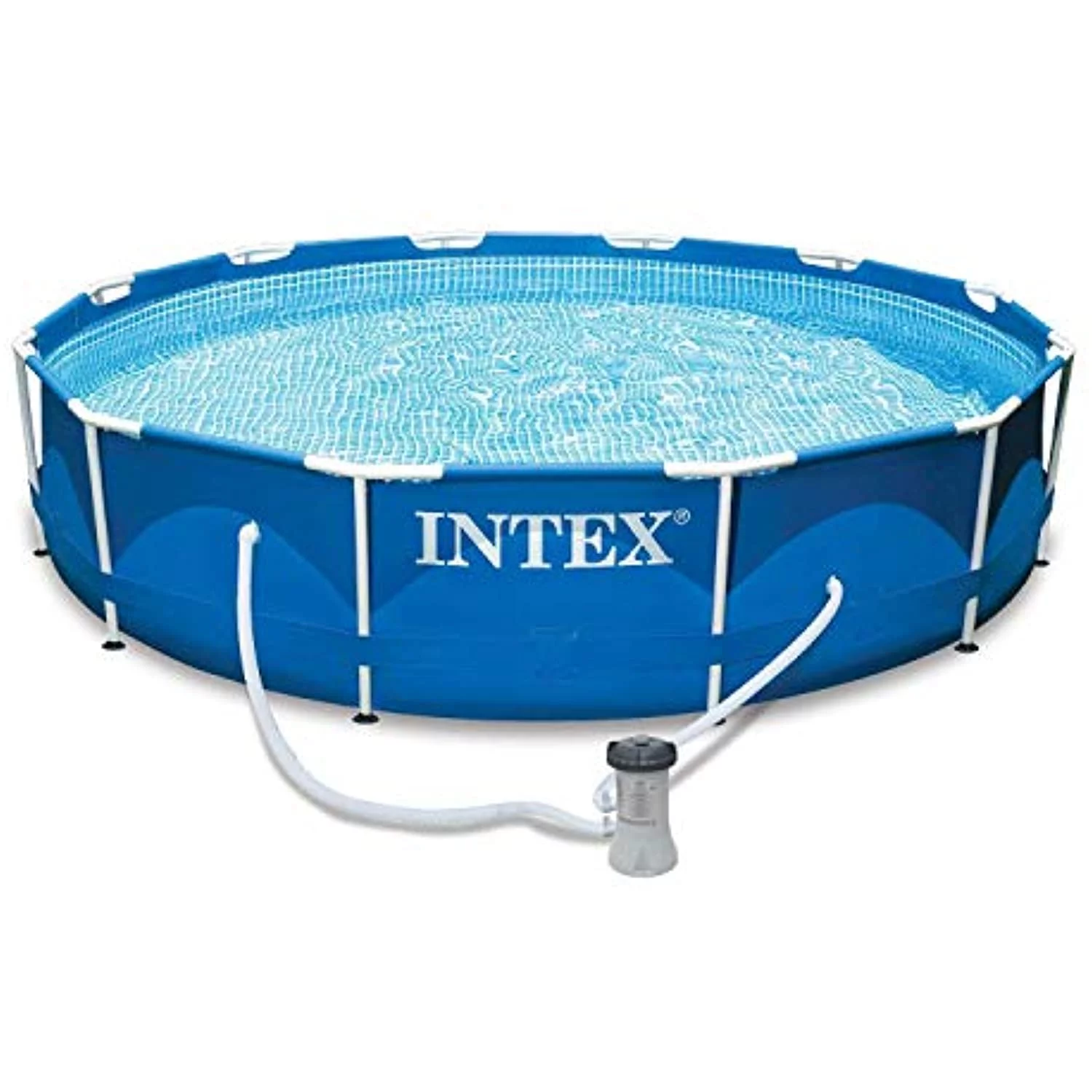 Intex 12 Ft x 30 Inches Metal Frame Set Above Ground Swimming Pool with Filter & Cover - Womvr