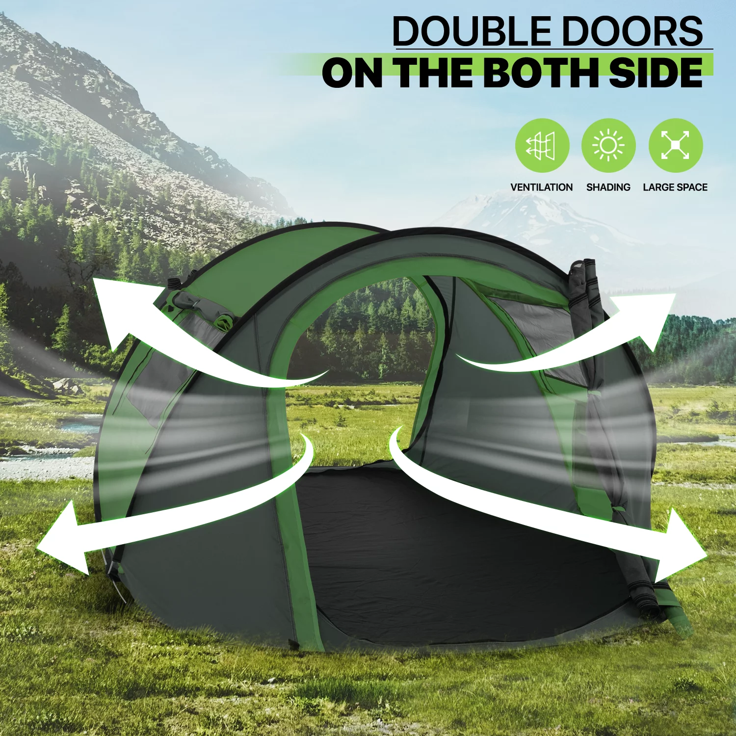 Magshion 3 Person Instant Pop Up Camping Tent, Outdoor Easy Set Up Automatic Family Travel Tent, Portable Backpacking Waterproof Shelter Tent, Blue - Womvr