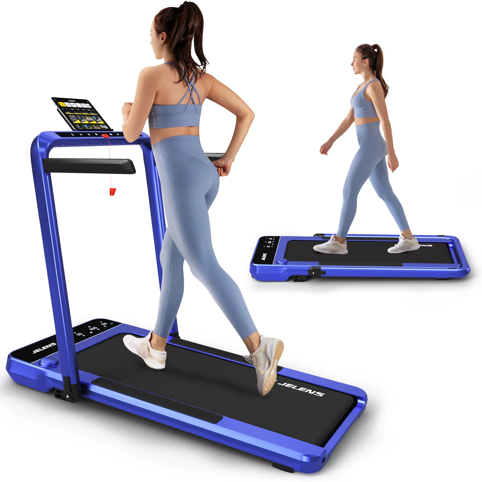 JELENS 2 in 1 Incline Treadmill Under Desk Walking Pad 2.5HP Home Folding Treadmills with Gesture Sensing Control, Walking Machine for Office with Led Display - Womvr