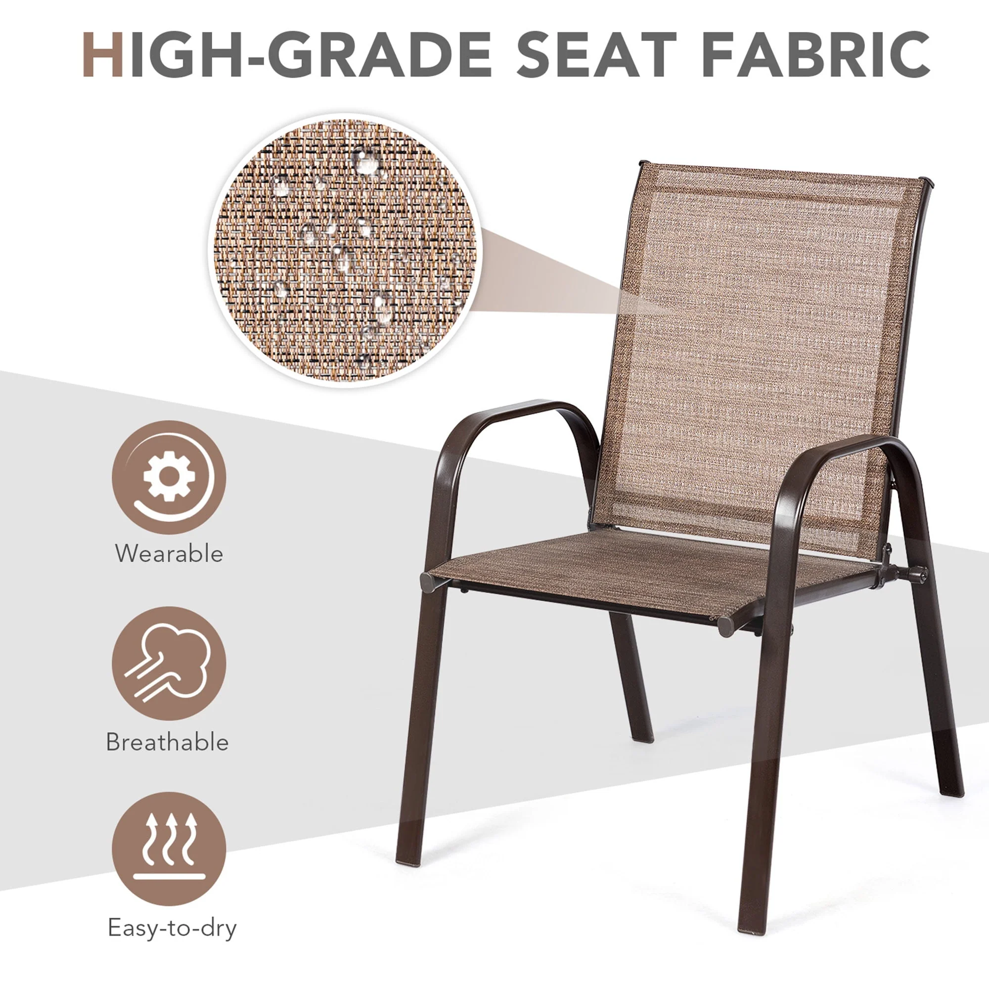 Gymax Set of 2 Patio Chairs Dining Chairs w/ Steel Frame Yard Outdoor Grey - Womvr