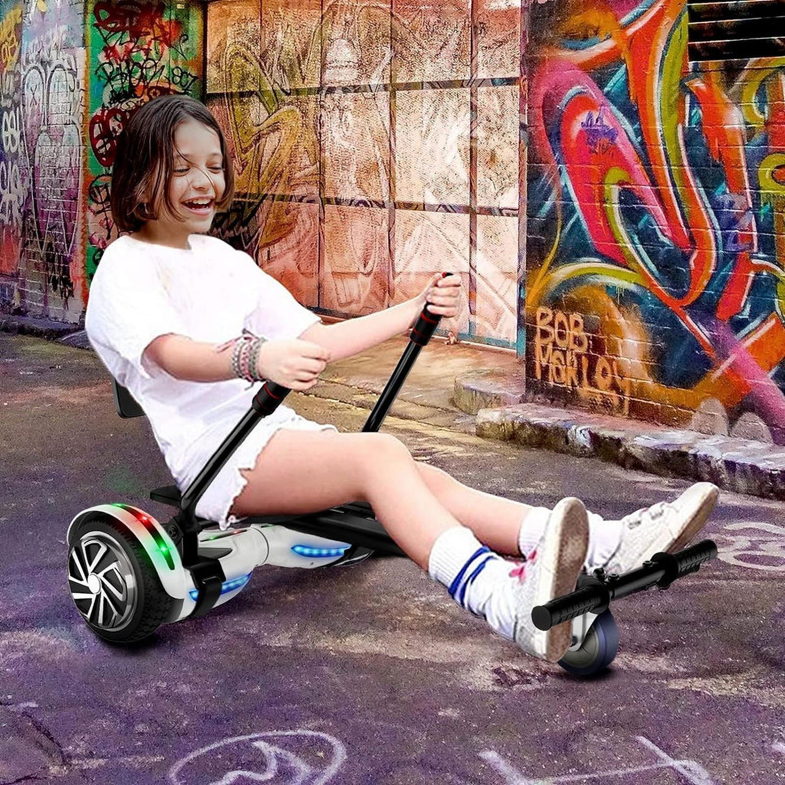 SISIGAD Hoverboard with Seat, 6.5 inch Hoverboard Go Kart Combo with Bluetooth Speaker & LED Lights for Kids Adults - Womvr