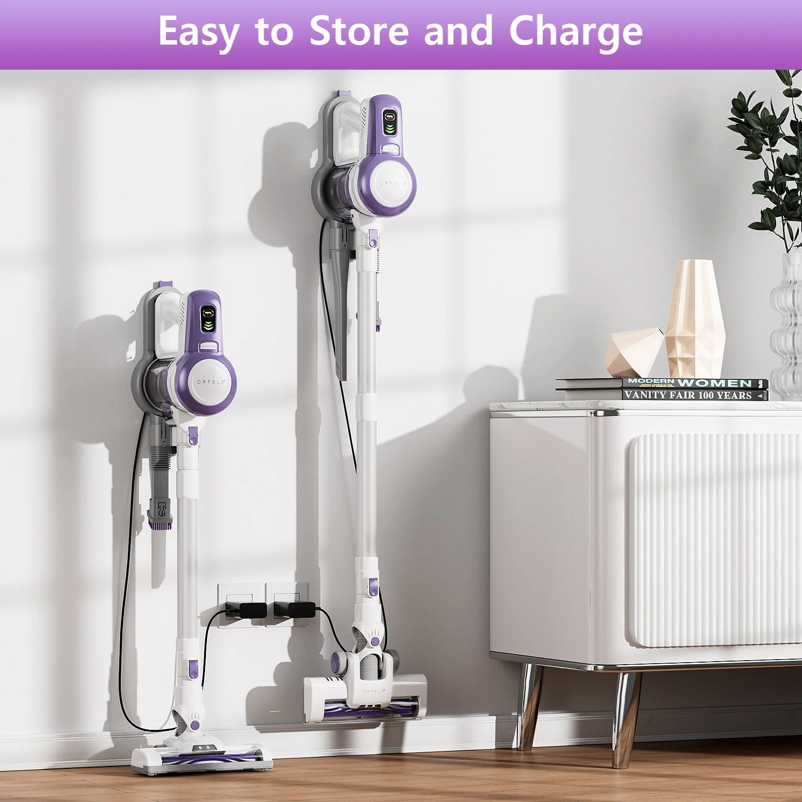ORFELD V30 Cordless Vacuum Cleaner, 20000Pa Stick Vacuum 2 in 1, Up to 50 Mins Runtime for Home - Womvr