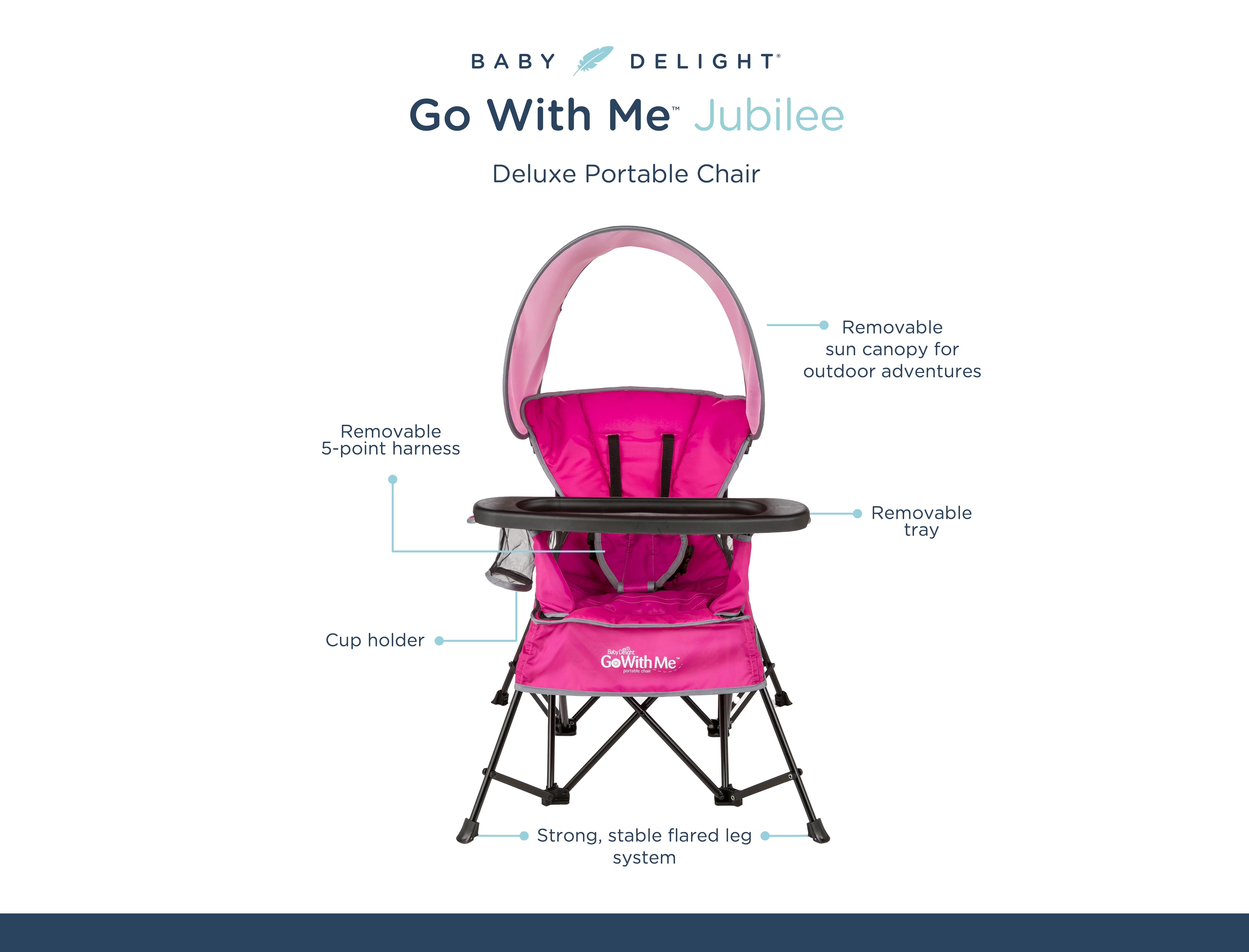 Baby Delight Go with Me Jubilee Deluxe Portable Infant Chair, Removable Canopy, Teal - Womvr