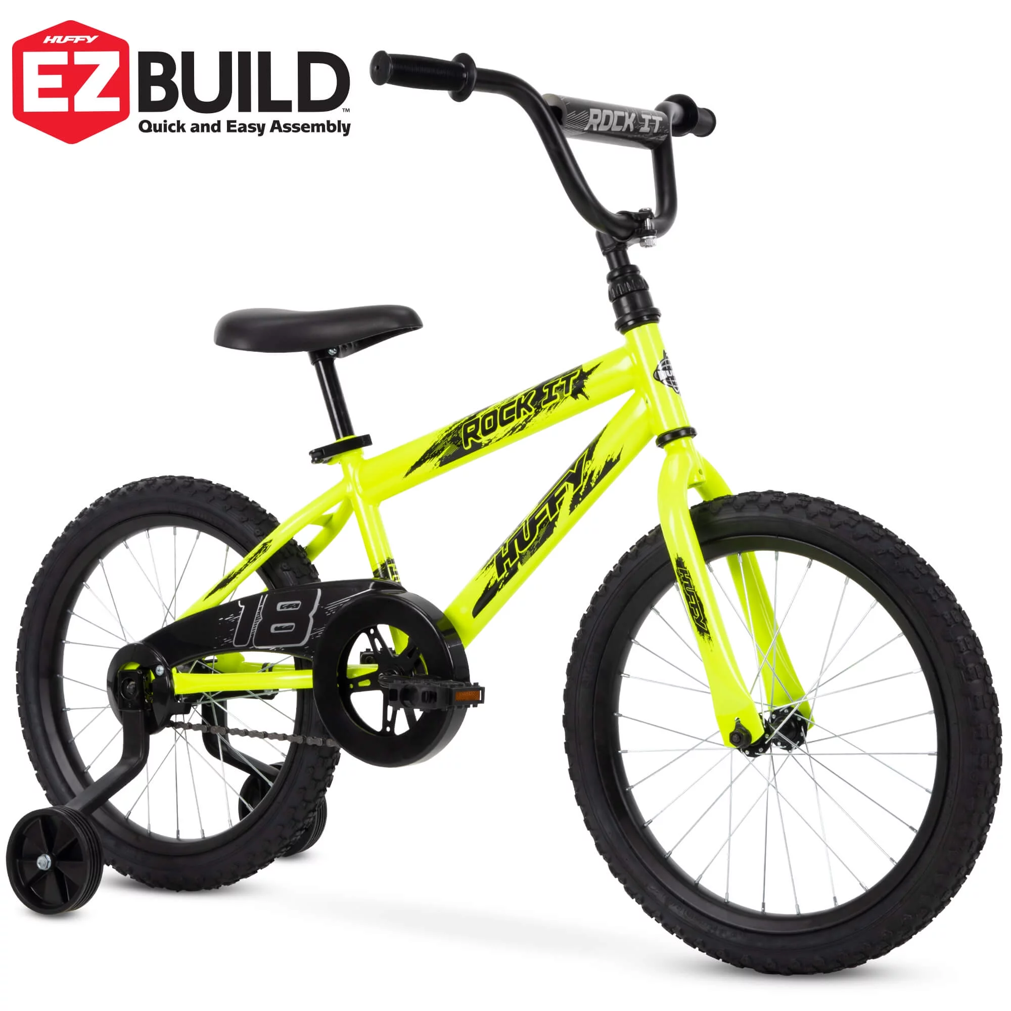 Huffy 18 in. Rock It Kids Bike for Boys Ages 4 and up, Child, Neon Powder Yellow - Womvr