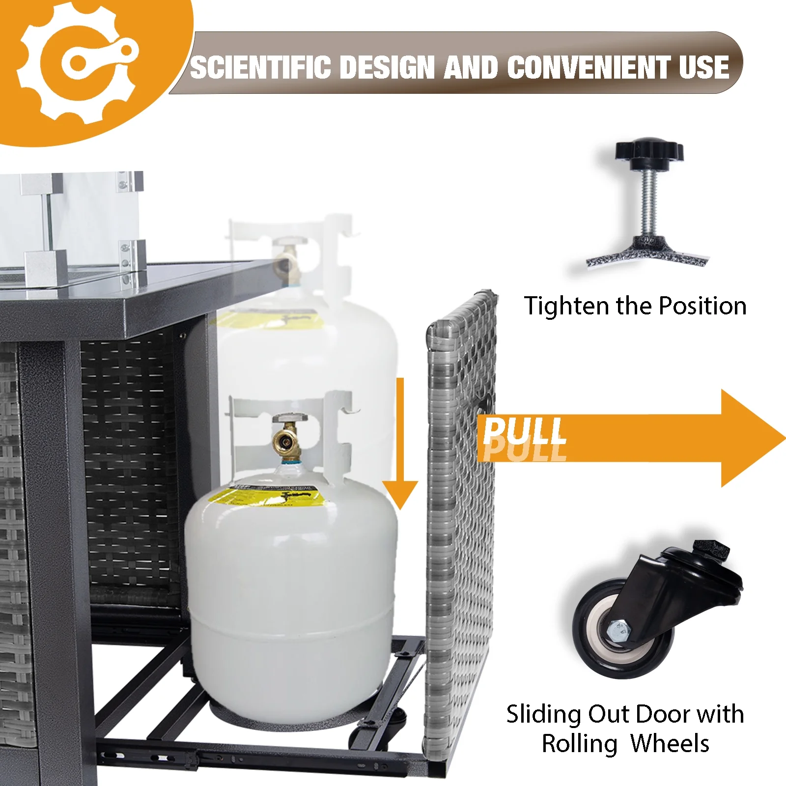 Polar Aurora Propane Fire Pit Table, 50,000 BTU Auto-Ignition Fire Pit with Wind Guard - Womvr