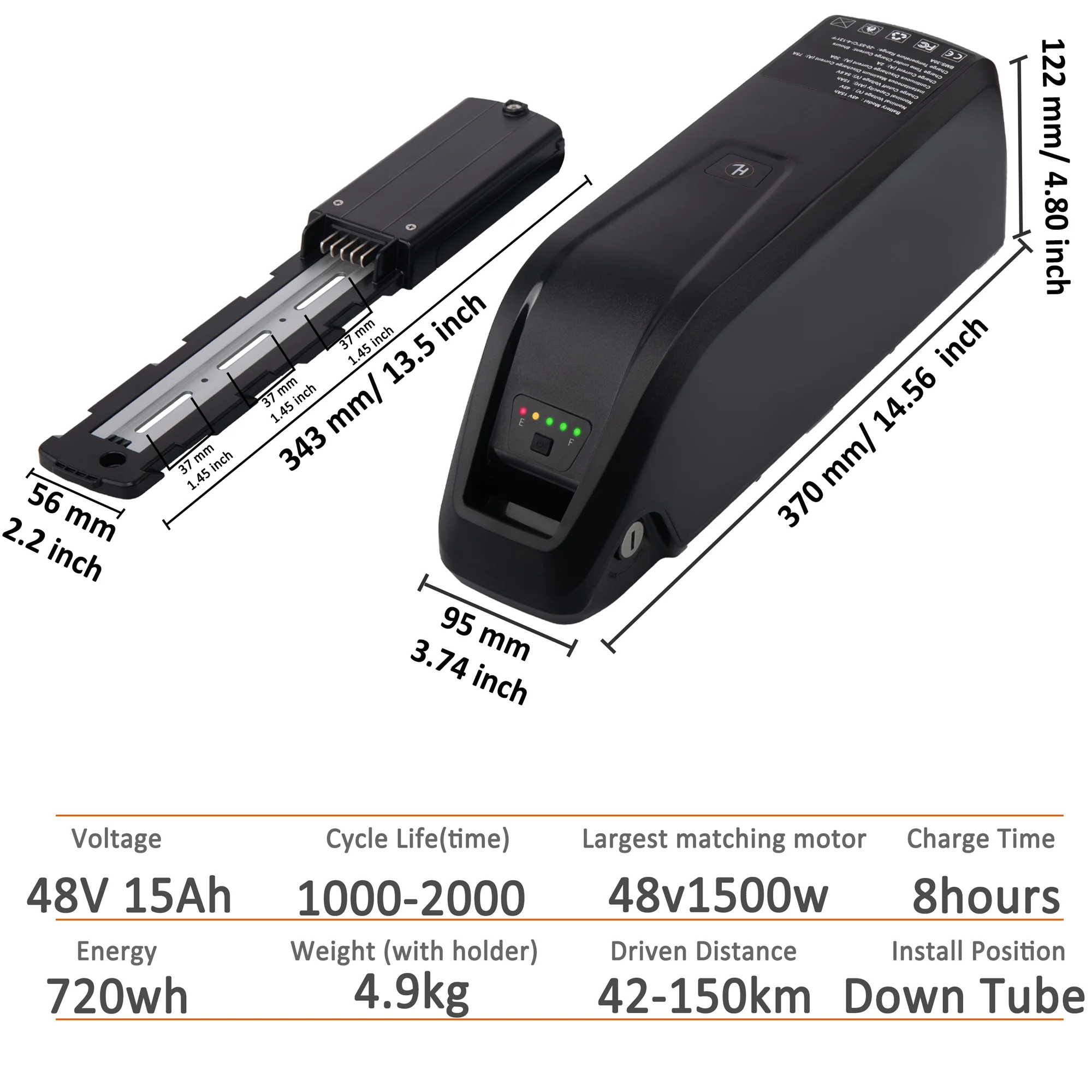 YxYhCool Ebike Battery 48V 10Ah Lithium Battery with Charger 48V Battery for Electric Bike Tricycle - Womvr