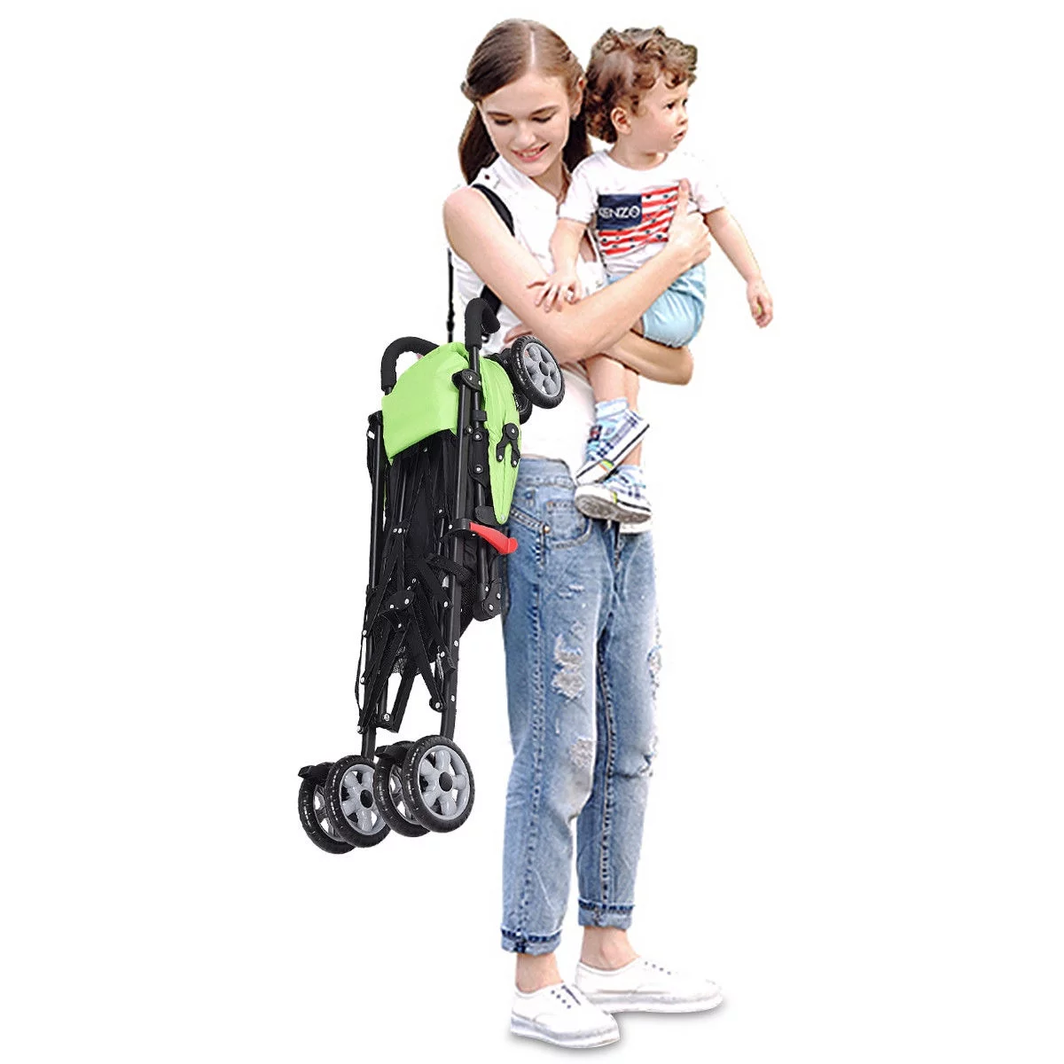 Costway Folding Lightweight Baby Toddler Umbrella Travel Stroller with Storage Basket Black - Womvr