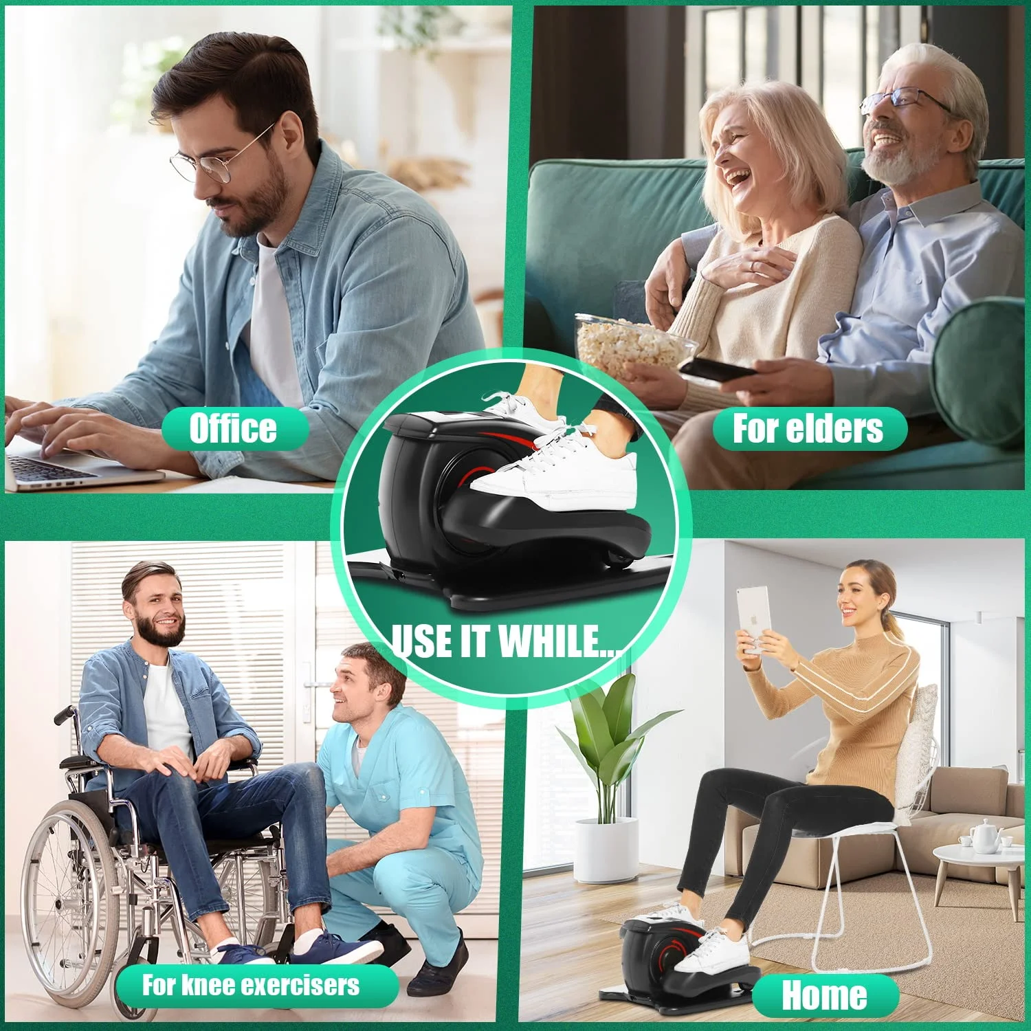 ANCHEER Under Desk Elliptical Machine Electric Seated Pedal Exerciser, Quiet & Compact Mini Elliptical Trainer with LCD Display Monitor and Remote Control, Home Office Leg Exerciser for Seniors,Adult - Womvr